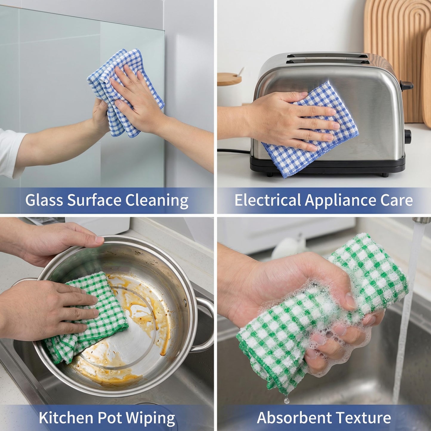 Waffle Weave Towels, Hand Face Head Towel 12x12 Inches Soft Absorbent Kitchen Dish Tea Towel Bath Guest Gym Washcloths Multi Purpose Towels, Random Color, 4 Pack