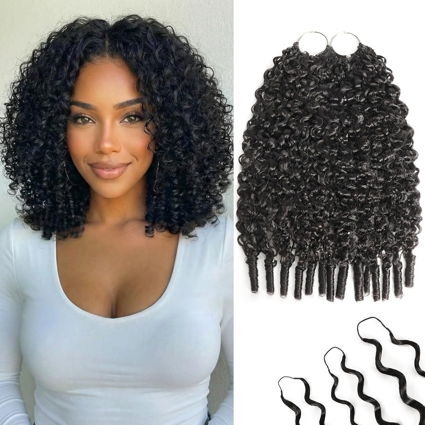 Honey Blonde Burmese Curly Crochet Hair Extensions - 20 Inch, 240g, Lightweight & Reusable, Invisible Knots
