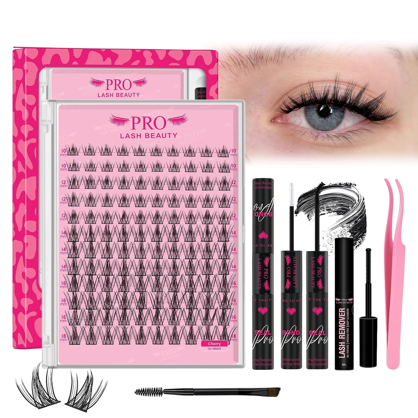 Lash Cluster Glue - Upgraded 2-in-1 Black Bond & Seal for Eyelash Clusters | Waterproof, Long-Lasting (10ml)