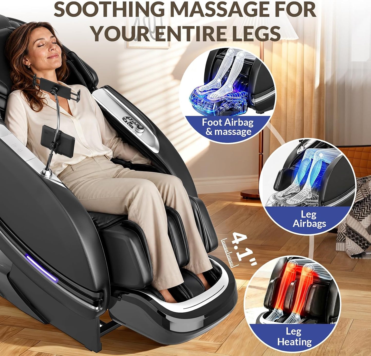 Full Body Massage Chair - Zero Gravity SL-Track Shiatsu Recliner with 12 Auto Modes, Heated Waist & Calf | L183 Black