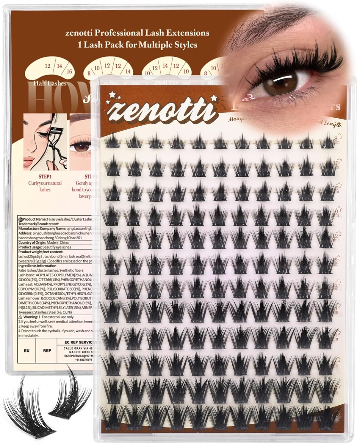 Natural Lash Clusters - Wispy Spider Eyelash Extensions | DIY Individual Lashes 8-16mm D Curly