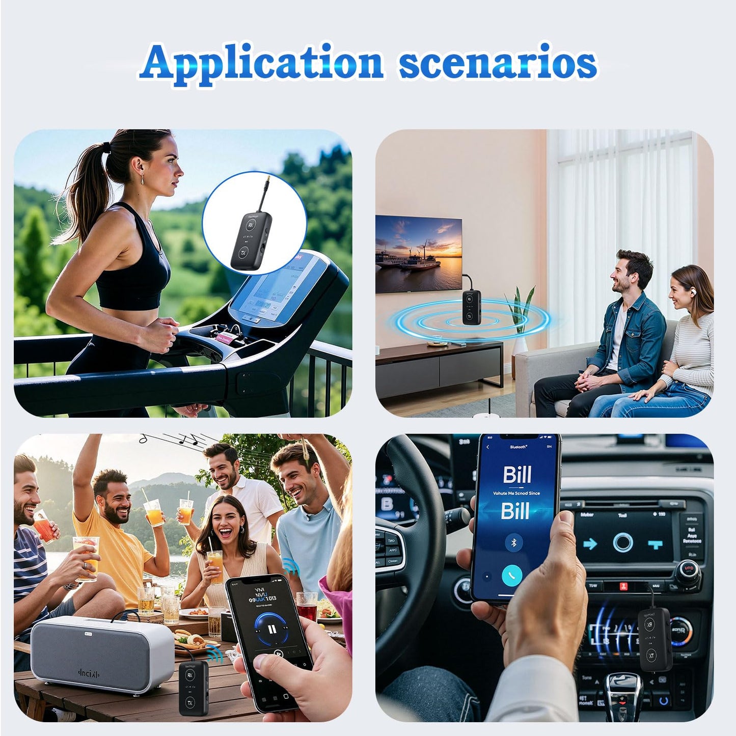 2025 Upgraded Airplane Bluetooth 5.4 Transmitter with Qualcomm Chipset, ElecMoga Airplane Travel Essentials Supports 2 AirPods or Headphones, 2-in-1 AUX Wireless Receiver for Gym, TV, Car, Audio