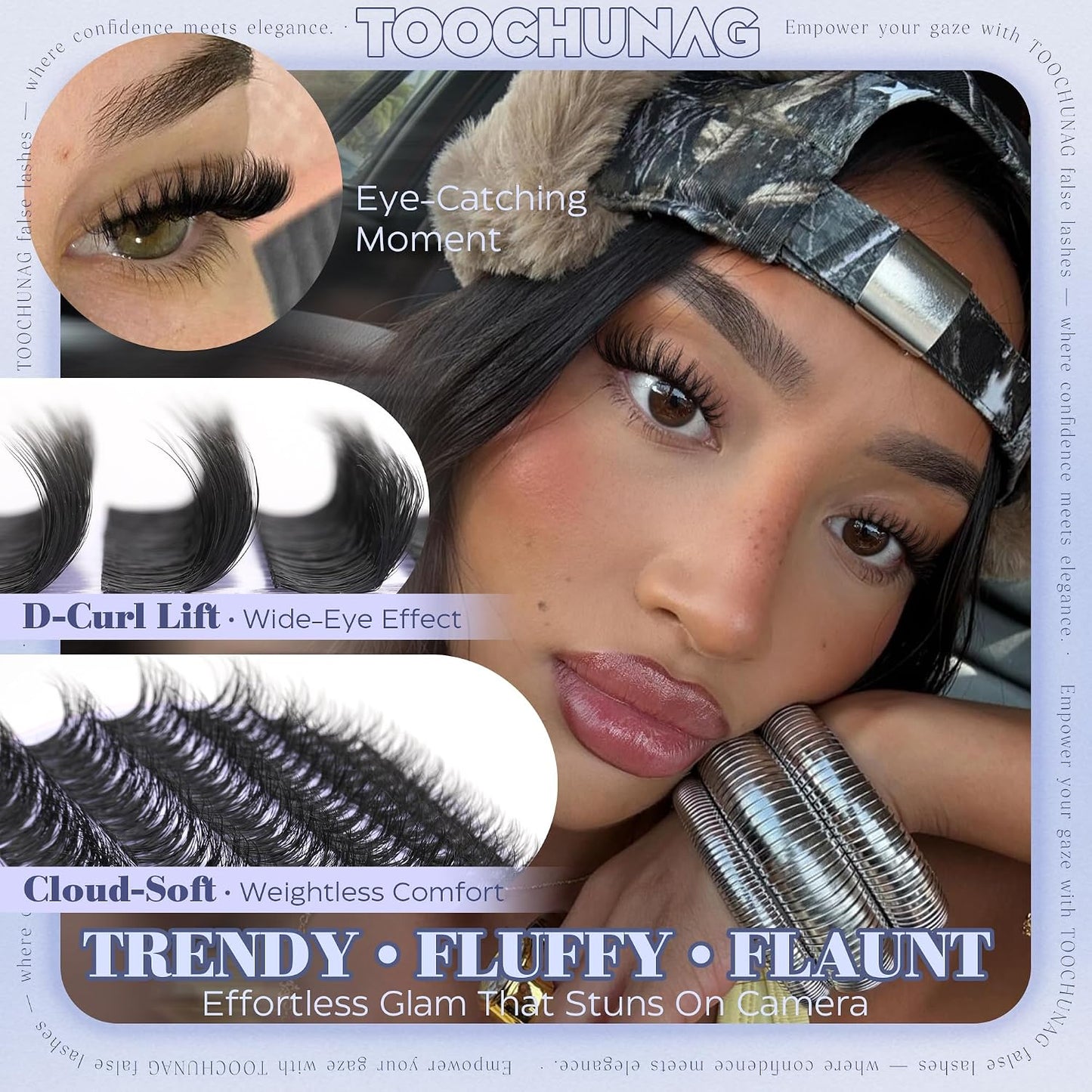 Fluffy Lash Clusters - Volume Eyelash Extensions with D Curl | 10-16mm Wispy Flora Lashes for DIY Baddies