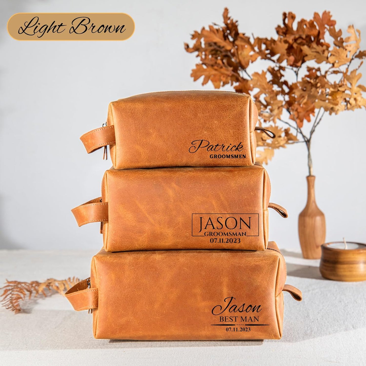Personalized Leather Toiletry Bag - Custom Travel Dopp Kit for Men | Ideal Gift for Dad, Husband, Groomsmen