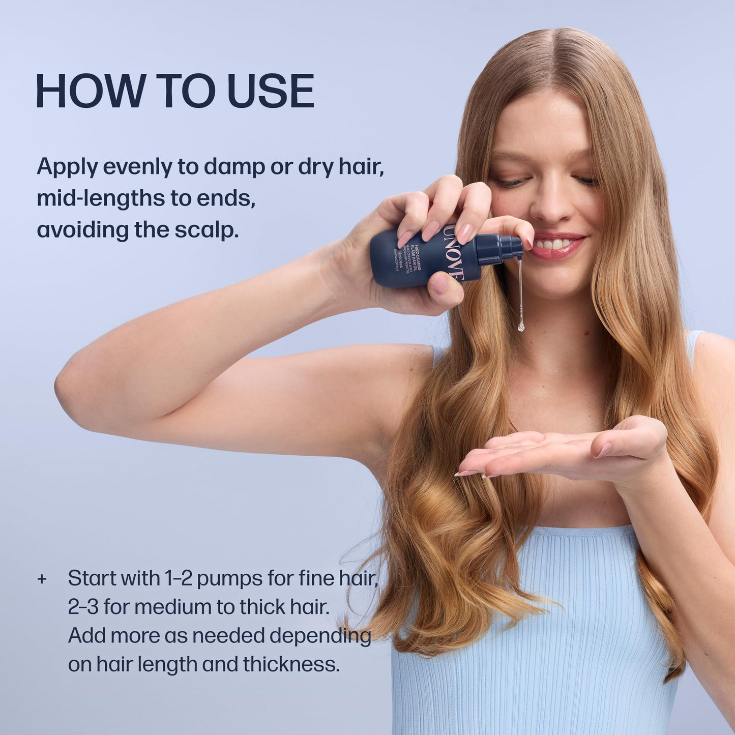 UNOVE Frizz-Calming Glass Hair Oil for Frizzy Hair, Anti-Frizz Hair Oil with Heat Protection up to 455F, Hair Shine Oil for Sleek, Glass-Like Shine & Softness, 70 mL / 2.36 fl oz