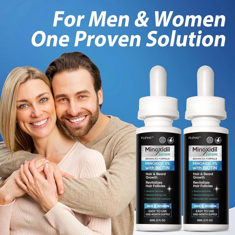 Minoxidil Hair Growth Treatment for Men & Women - Biotin & Castor Oil Enriched | 120ml Beard Growth Serum