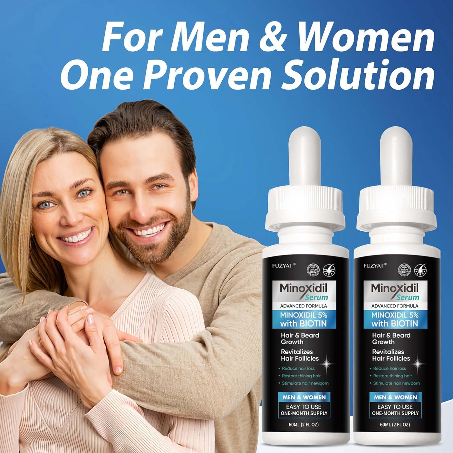 Minoxidil Hair Growth Treatment for Men & Women - Beard Growth Serum with Biotin & Castor Oil | 120ml