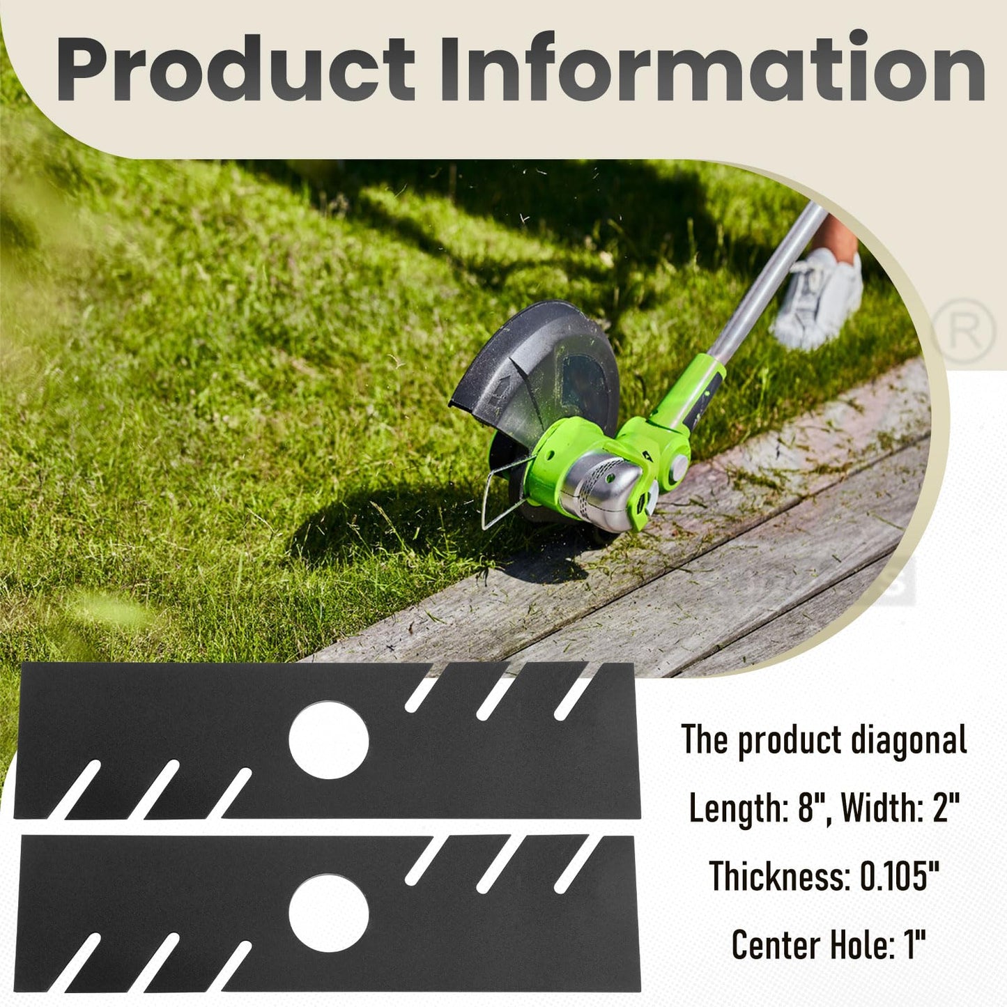 Karbay 40-002 Edger Blade (8" x 2"), Compatible with Echo Stihl Husqvarna Ryobi Redmax Edger with 1" Center Hole