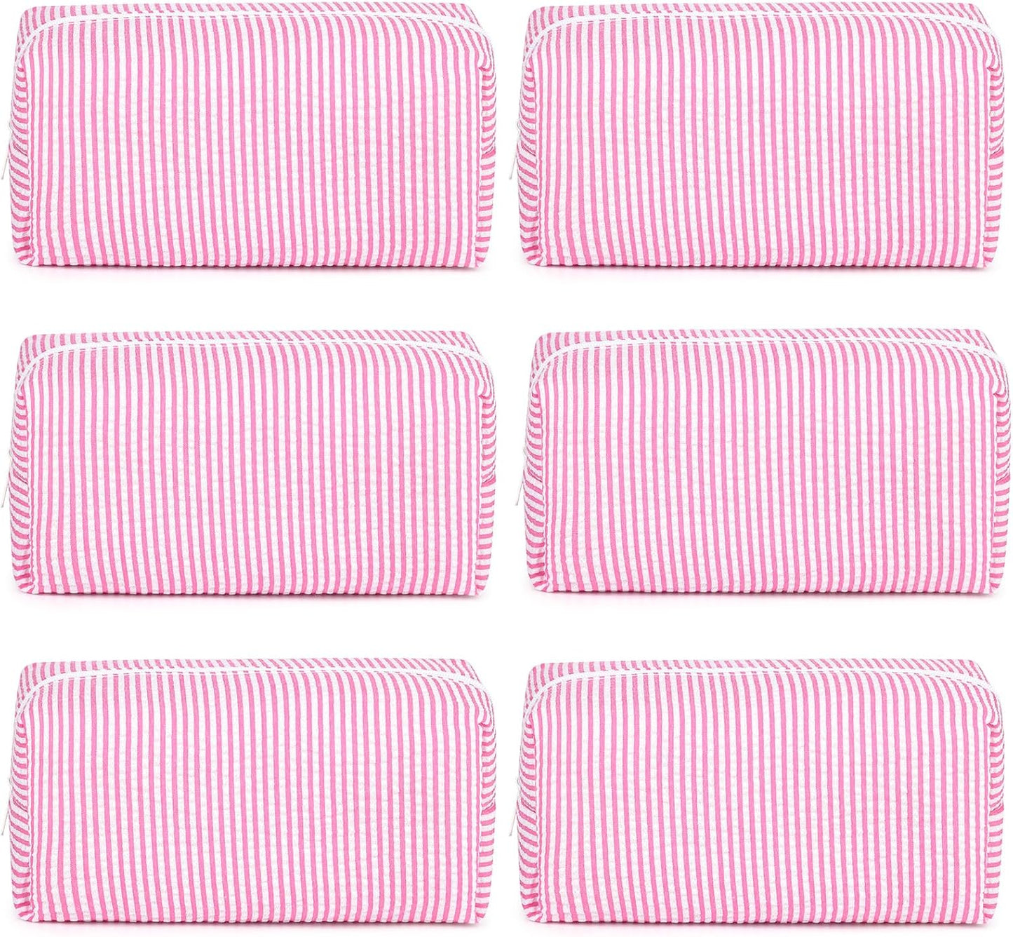 Bridesmaid Proposal Gifts - 6PCS Corduroy Blue Makeup Bags | Wedding Party Favors & Toiletry Organizers