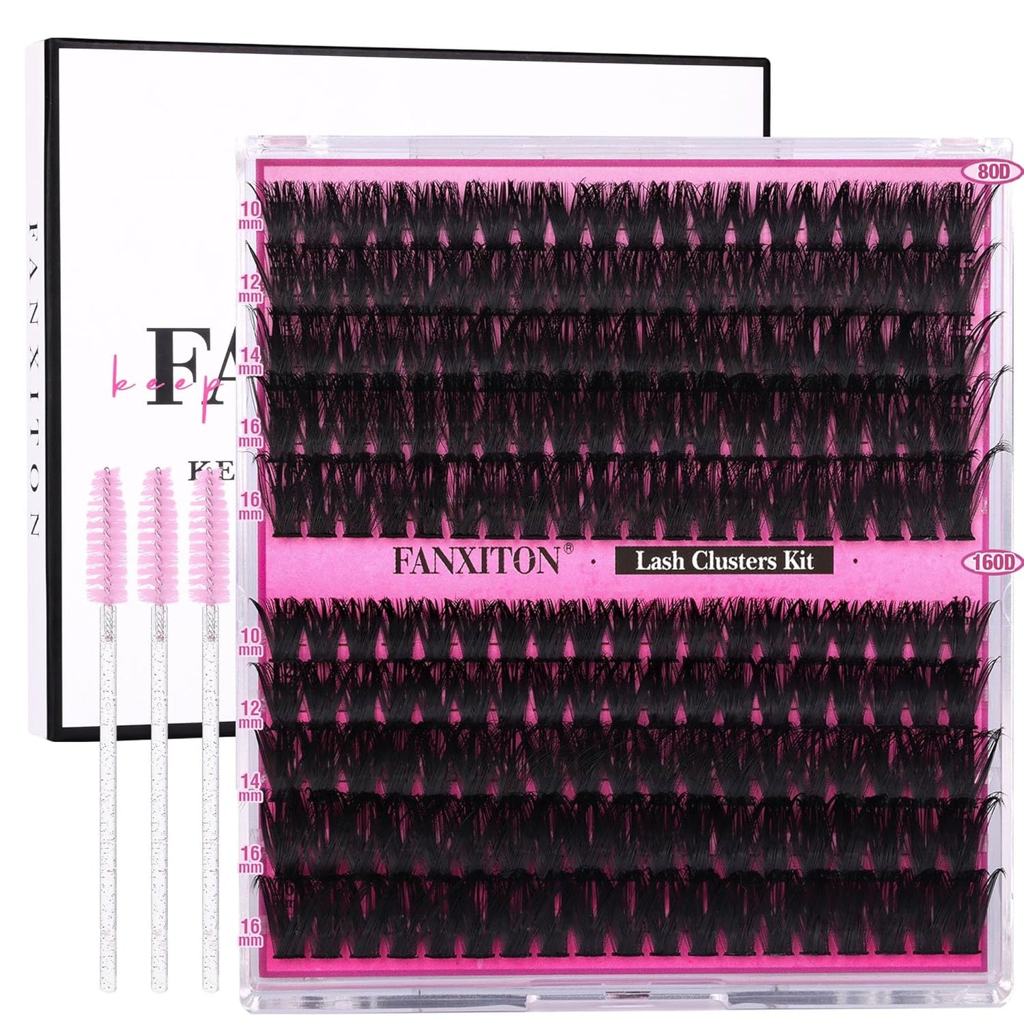 DIY Eyelash Extension Kit - Thick Volume 40D & 50D Cluster Lashes | 280 Pieces with Bond & Tweezers