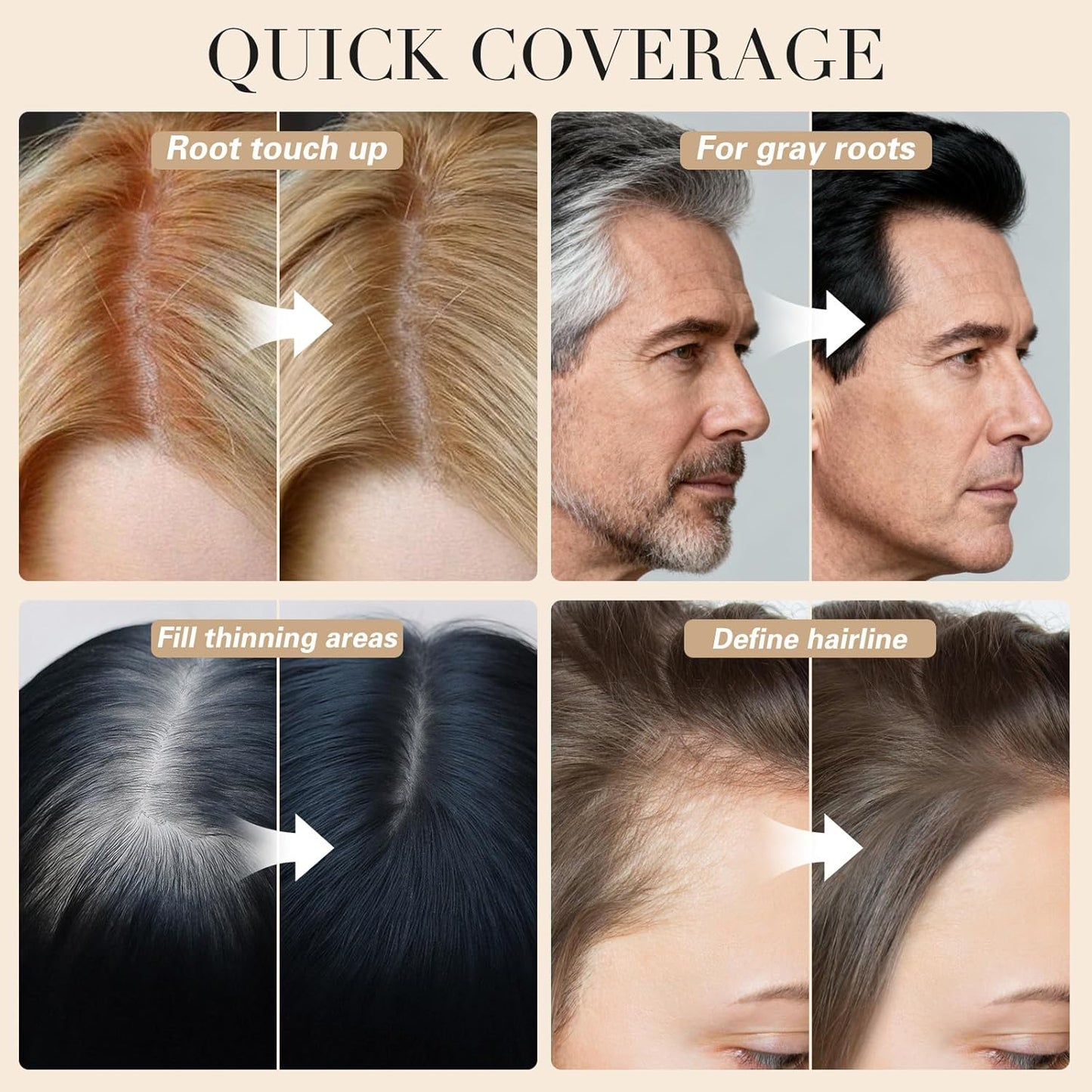 Root Touch Up Hair Color - Blendable Gray Coverage Powder for Thinning Edges | 48H Sweat Resistant, Natural Finish - Blonde