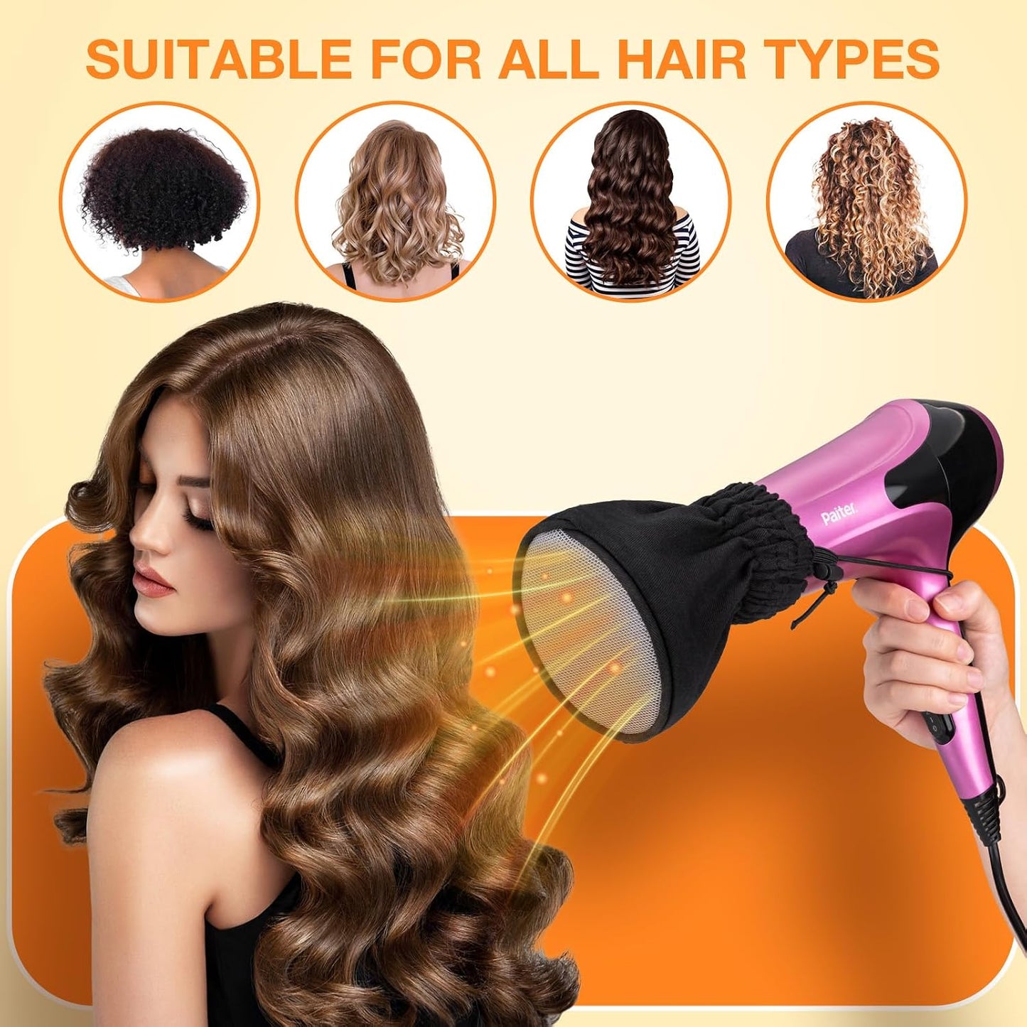 Hair Dryer Diffuser - Universal Double-Layer Nylon Attachment for Curly Hair | Foldable Travel Design with Elastic Band