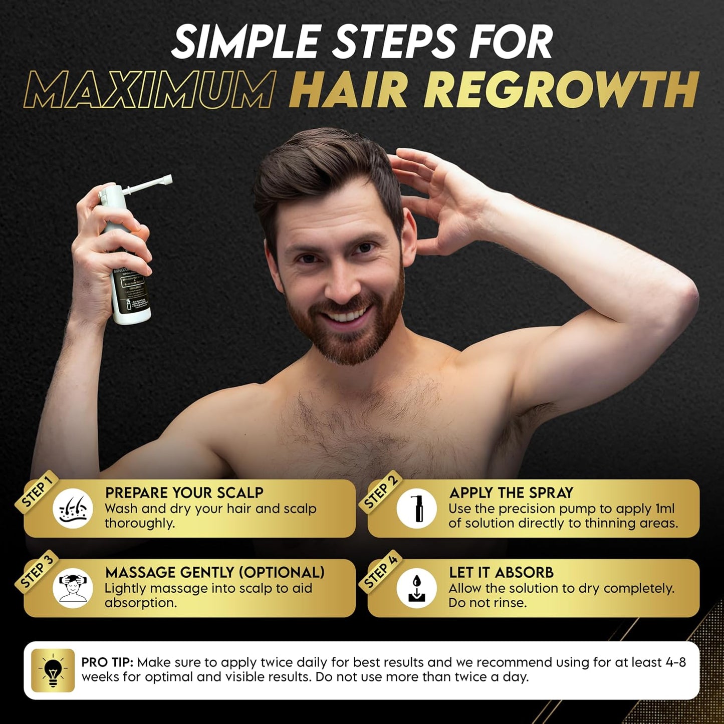 Hair Regrowth Treatment - 5% Minoxidil Spray for Men | Fast Absorbing, Unscented Formula for Thinning & Balding Hair
