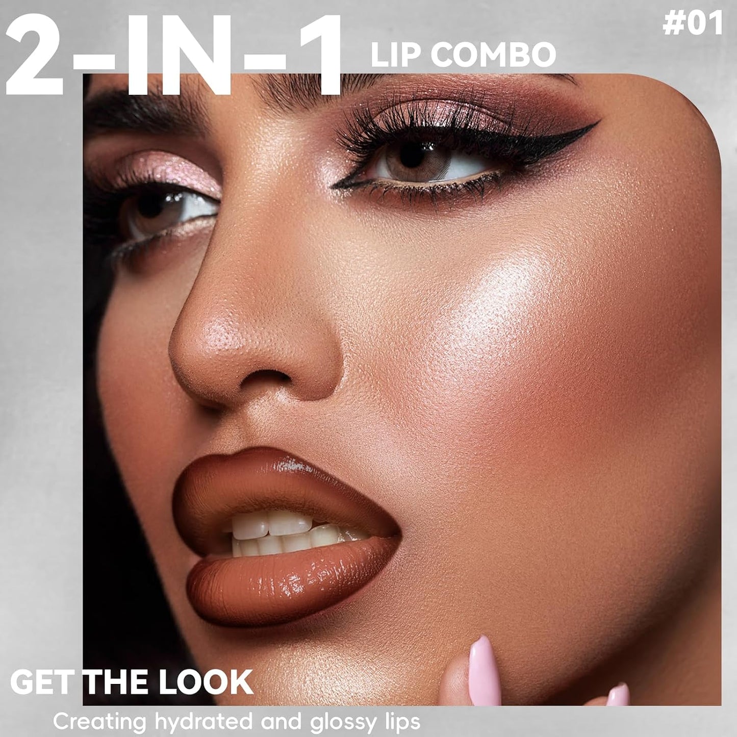 2 in 1 Lip Combo Set - Dark Brown Lip Liner & Moisturizing Liquid Lipstick | Plumping Glossy Finish