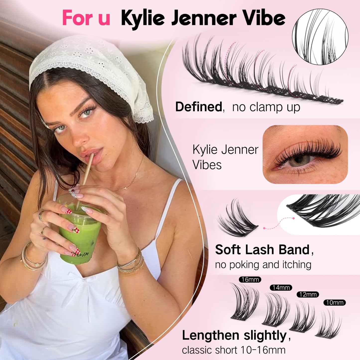 Goddvenus Plush Lash Clusters Natural Wispy Cluster Eyelash Extensions, Fluffy DIY Lash Extension at Home for Natural Look, D Curl Individual Eyelashes