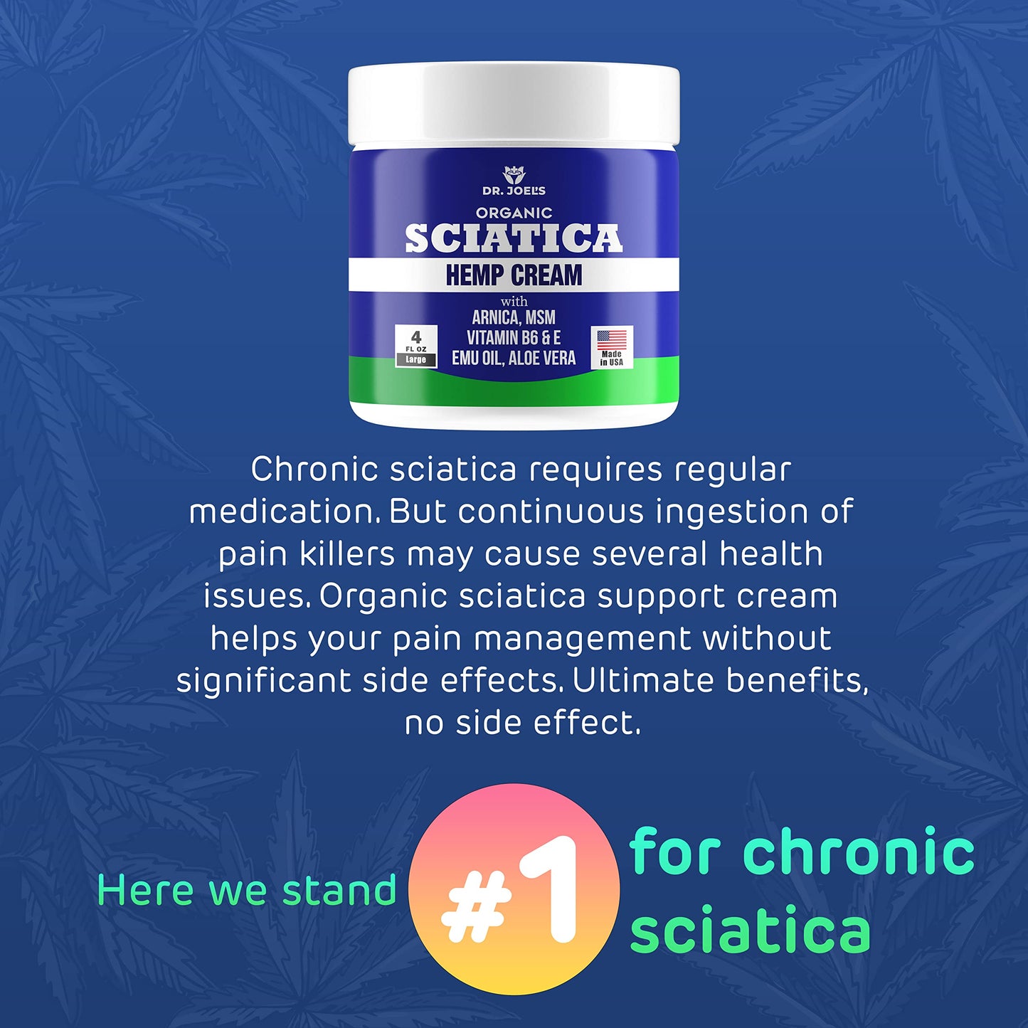 Sciatica Cream - Premium Sciatica Cream - Fast Absorption & Maximum Relief - 4 oz Large Value Pack - Made in The USA