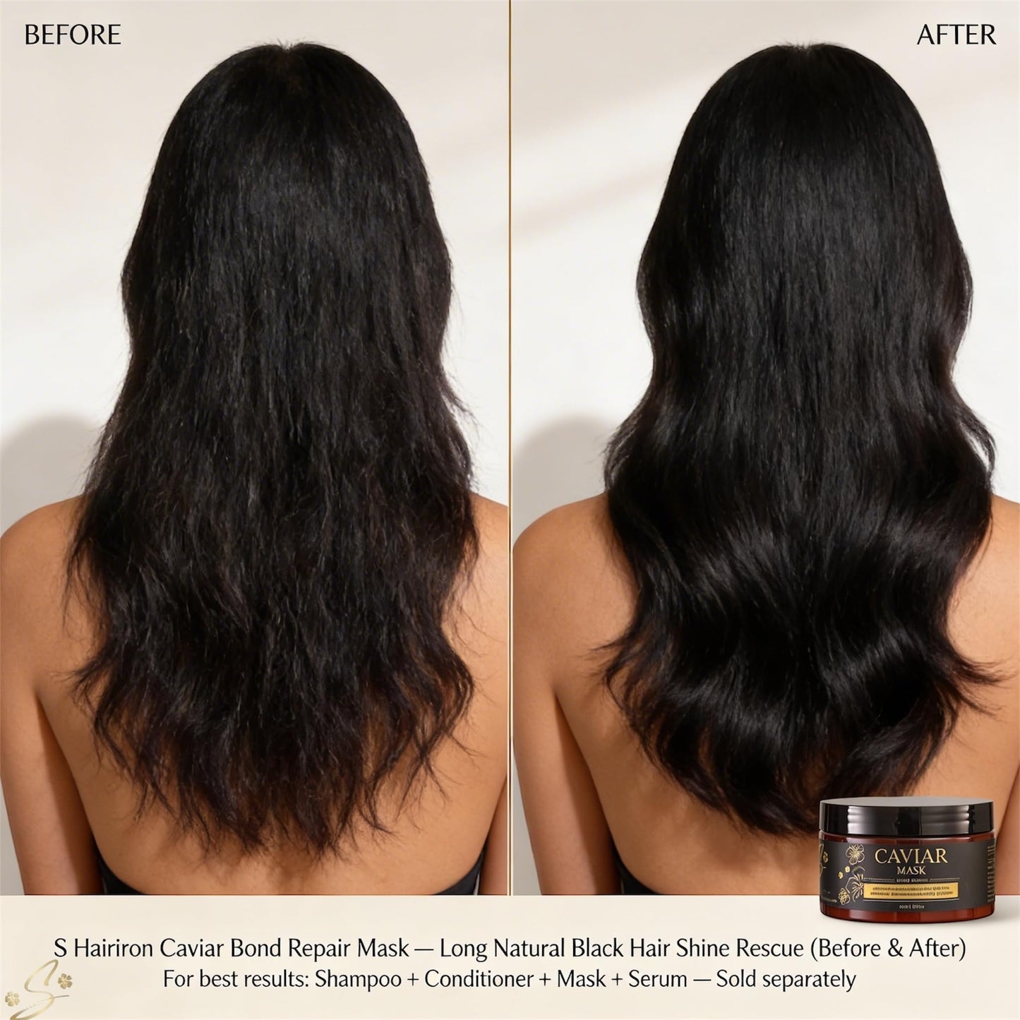 S Hairiron Caviar Hair Mask-Bond Repair Deep Conditioning Treatment for Dry & Demaged Hair, Anti-Frizz Shine