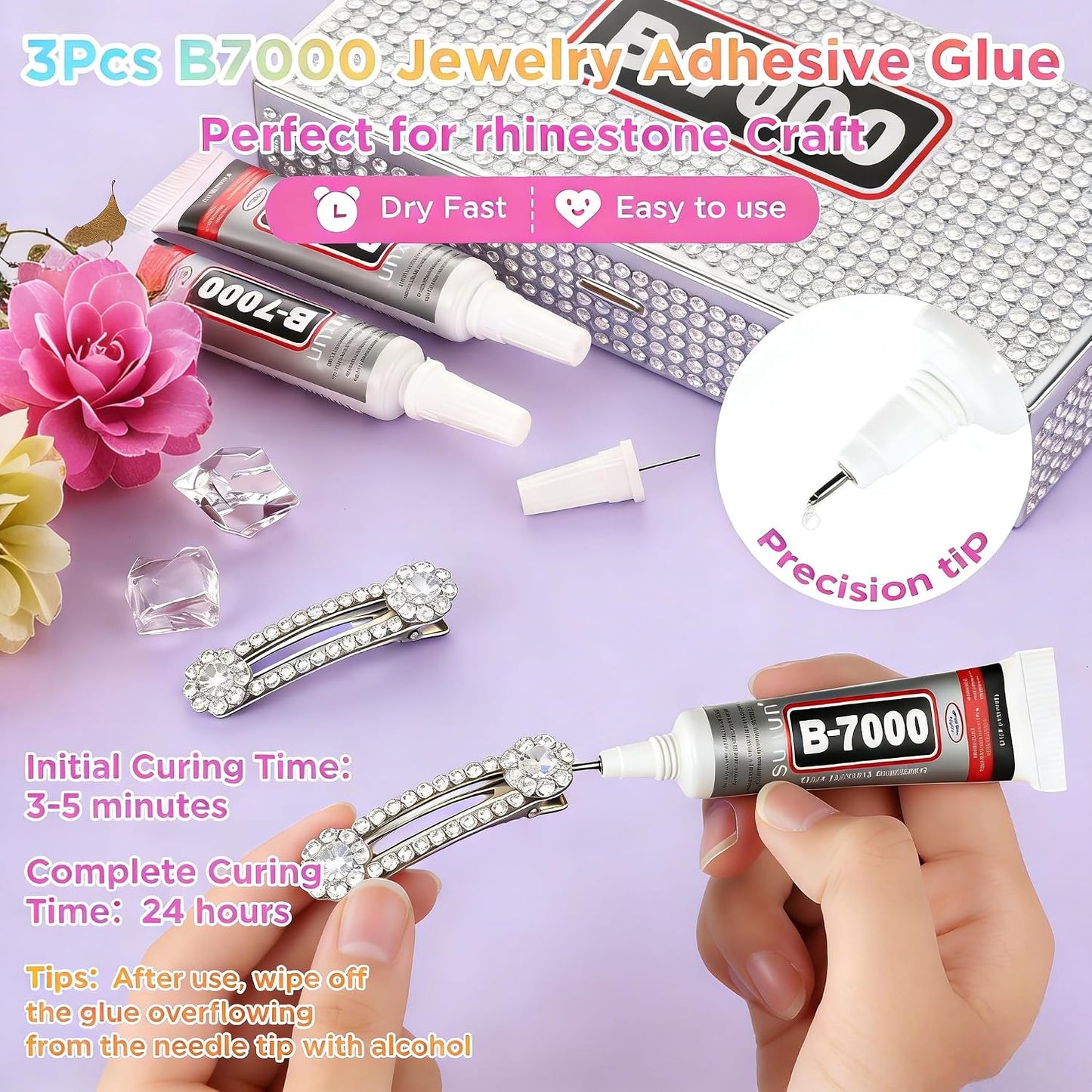 Resin Jelly Rhinestones - 42000PC 3mm Flatback Gems for DIY Crafts | Includes B7000 Glue & Tools