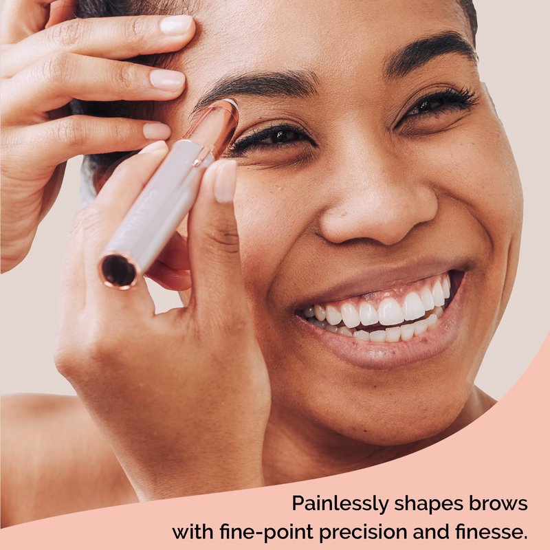 Finishing Touch Flawless Brows Eyebrow Hair Remover Electric Razor for Women with LED Light for Instant and Painless Hair Removal (White)