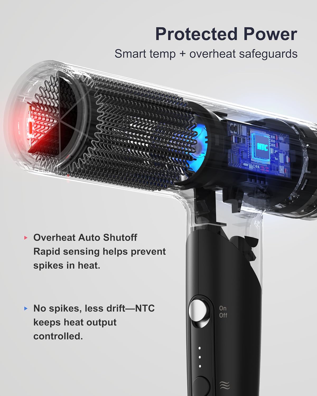 Annlary Hair Dryer - Ionic Blow Dryer with Diffuser for Curly Hair | Low Noise, Foldable Travel Design | 6.5Ft Cord, Magnetic Nozzle