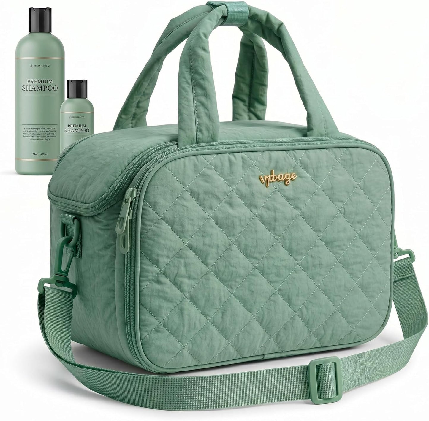 Large Quilted Toiletry Bag for Women - Puffy Travel Makeup Organizer with Removable Divider & Waterproof Design | Ideal for Gym & Vacation