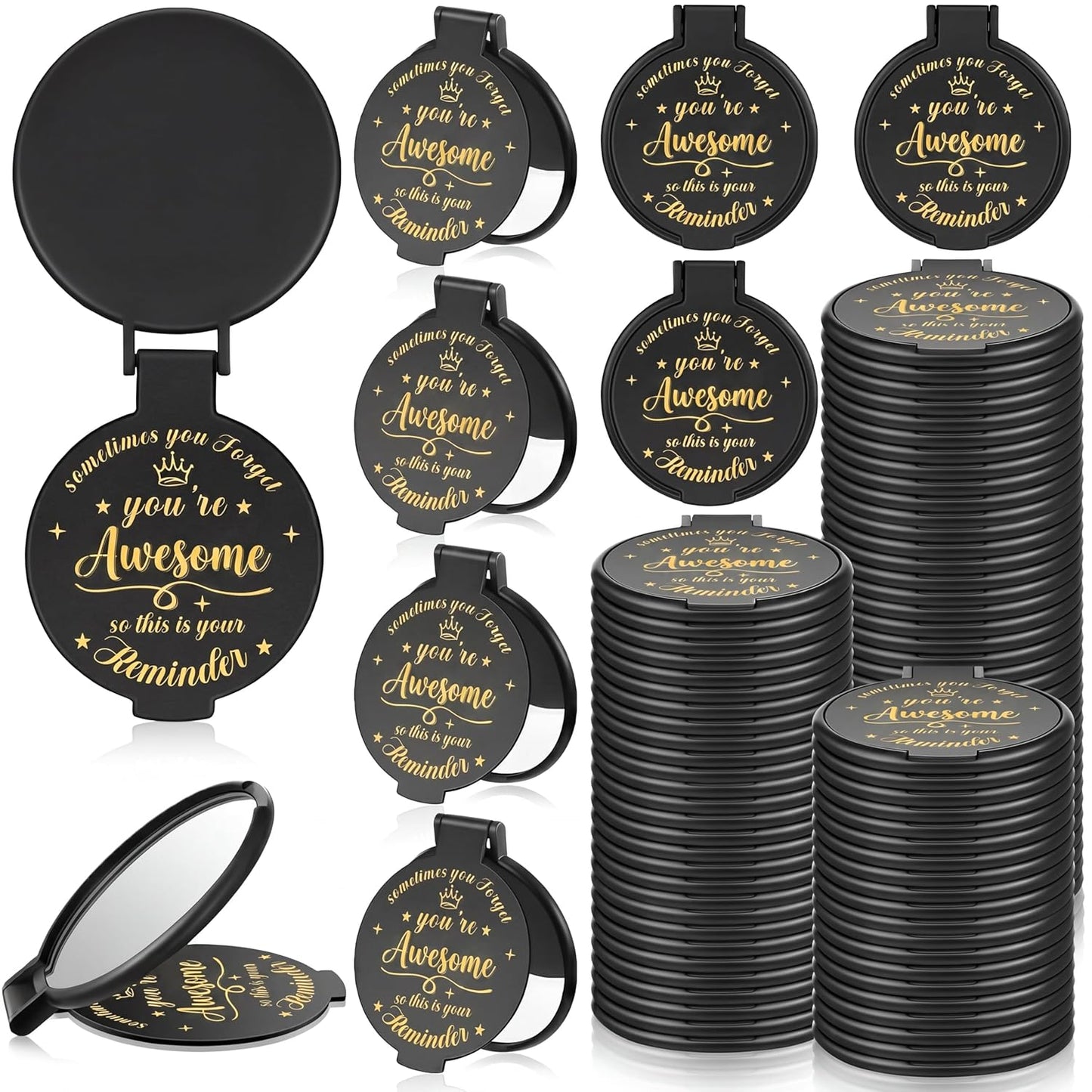 Inspirational Compact Mirror Set - 36 Pcs 2.76 Inch Mini Mirrors | Perfect Galentine's Day Gifts for Women