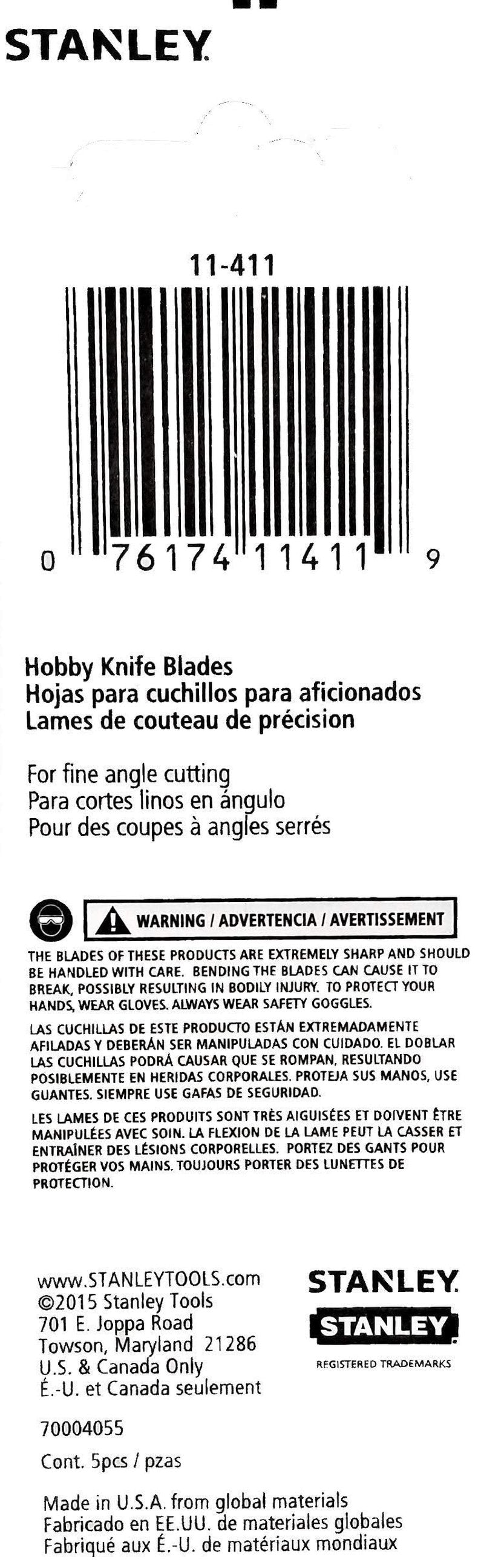 Stanley 11-411 Hobby Knife Blades, 5-Blades