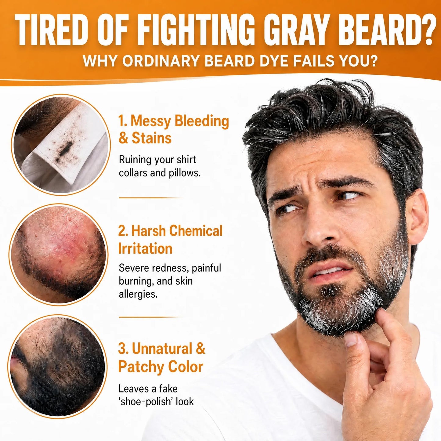 Beard Dye For Men, 10-Minute Instant Gray Coverage, 3 in 1 Brown Mens Beard & Mustache Dye Shampoo with 4-6 Weeks Lasting Color, Nourishing with Argan Oil & Noni Fruit, No-Mess Application 6.76 Fl Oz
