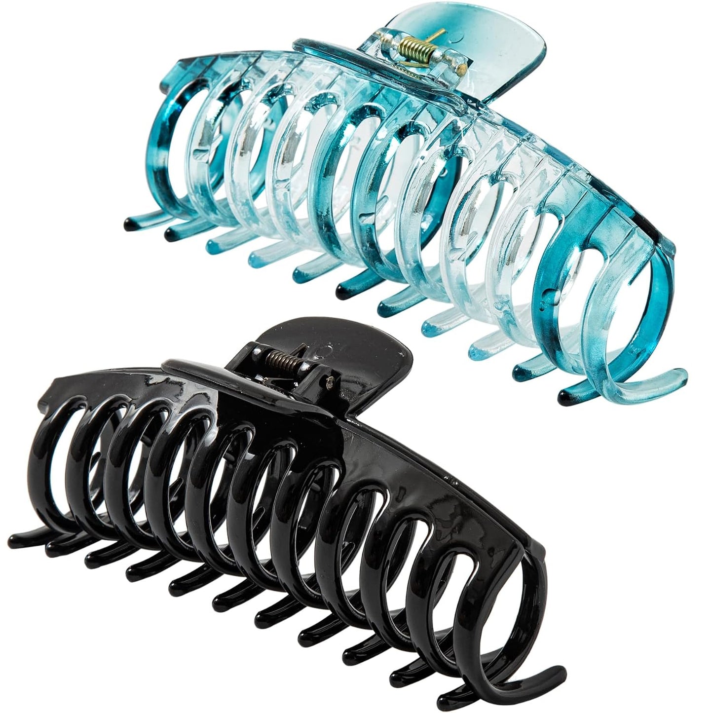 Jumbo Hair Clips for Thick Hair - Long Butterfly Accessories | 5.5 Inch, 2 Pack (Black & Clear)