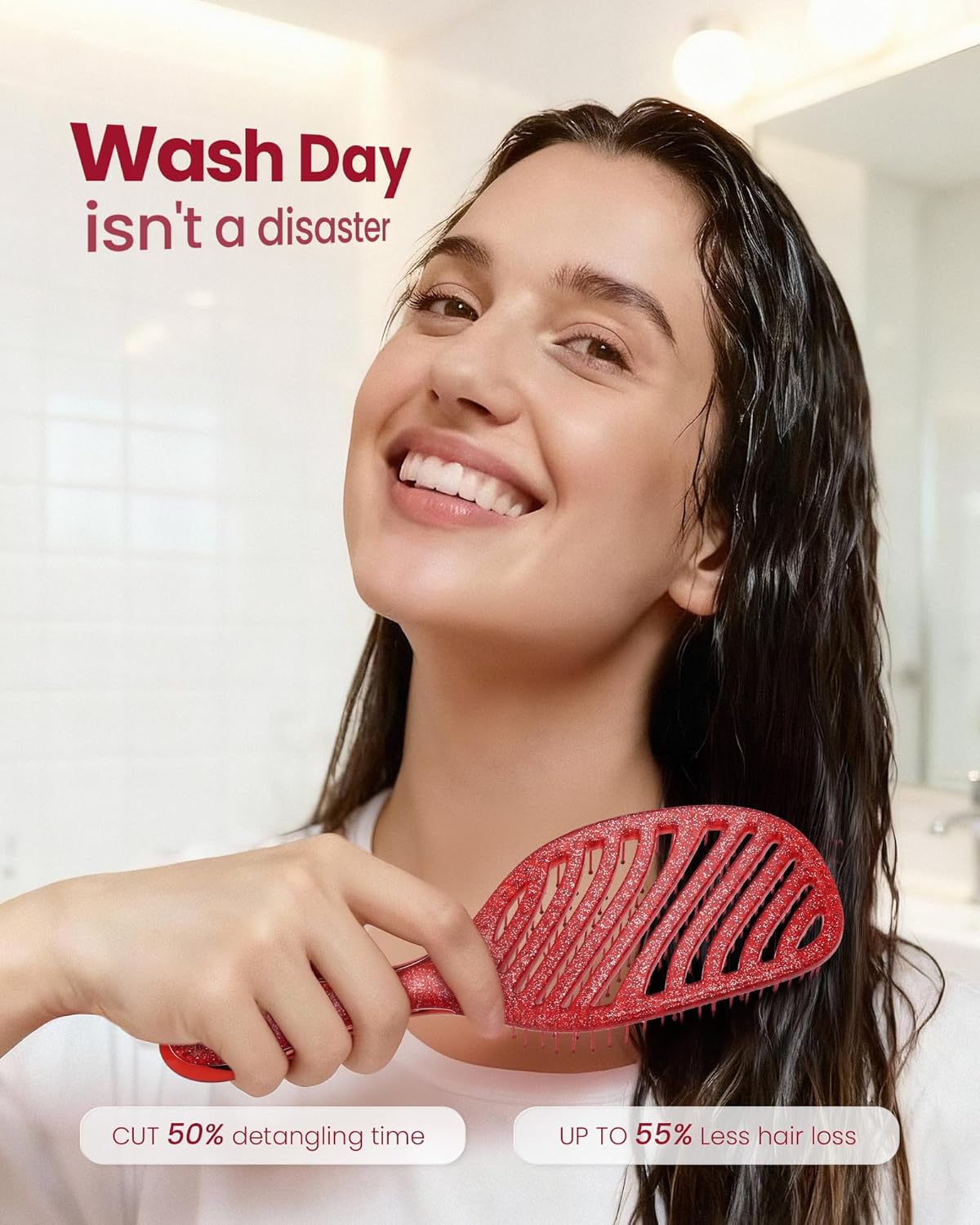 AIMIKE Painless Detangler Hair Brush - Soft Bristles for Kids & Teen Girls | Ideal for Wet & Dry Use