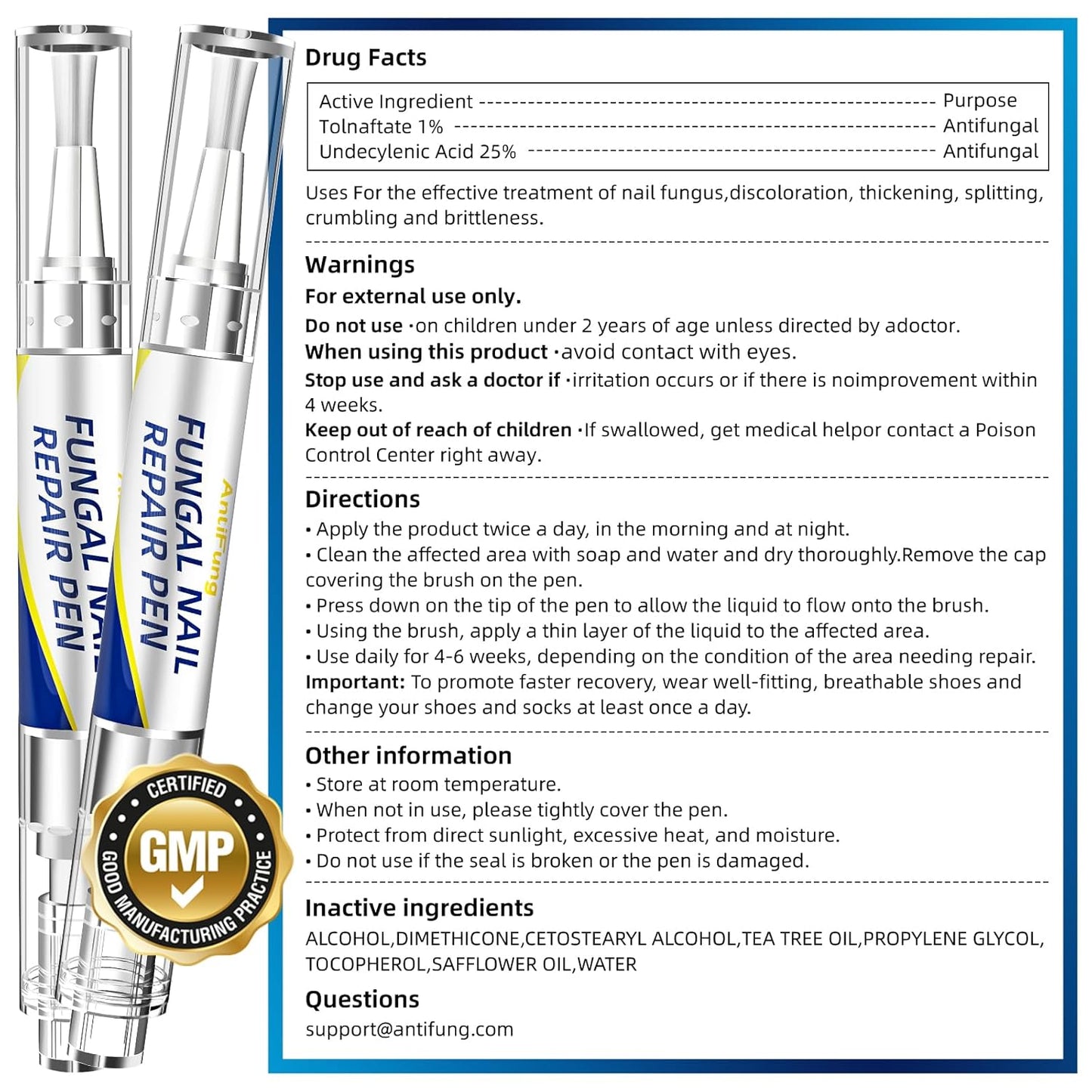 Toenail Fungus Treatment - Extra Strength Anti-Fungal Pen | 25% Undecylenic Acid for Damaged & Discolored Nails - 3-Pack