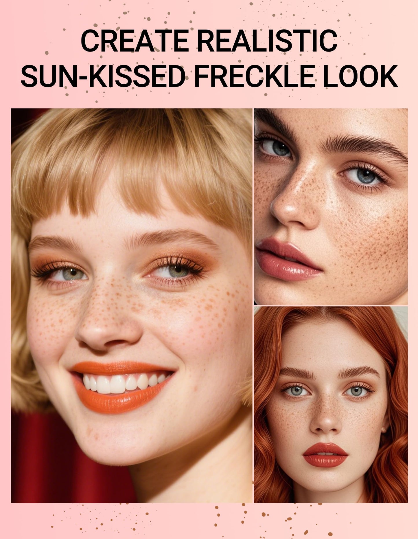 Erinde 2-In-1 Dual-Ended Freckle Pen & Freckle Stamp, 2PCS Waterproof Freckles Makeup with Precise Curved Tip for Natural Lifelike Faux Freckles, Long-Lasting Smudge-Proof Fake Freck Pen, 02&03