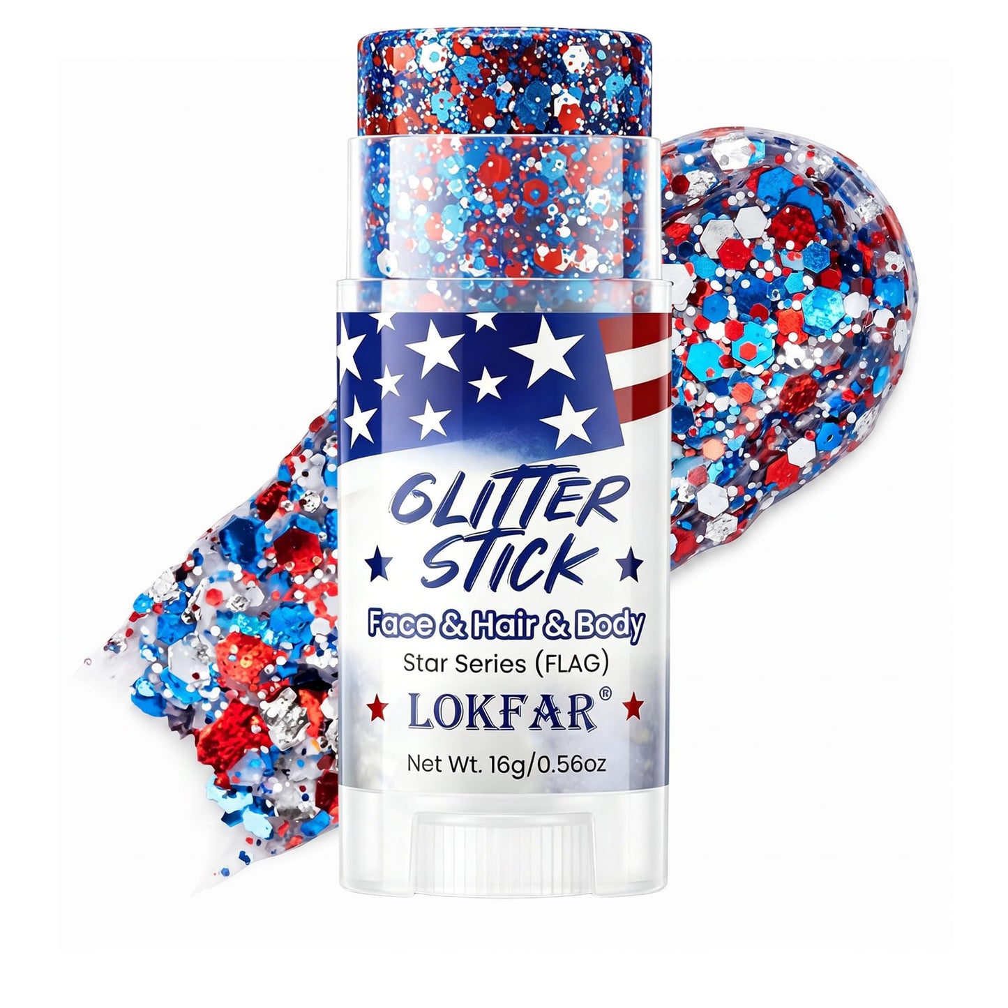 4th of July Glitter Stick Patriotic Hair Glitter Body Glitter face Glitter 4th of July Outfits for Women Fourth of July Outfit Women 4th of July Fourth of July Decorations，Red Blue and WhiteX1