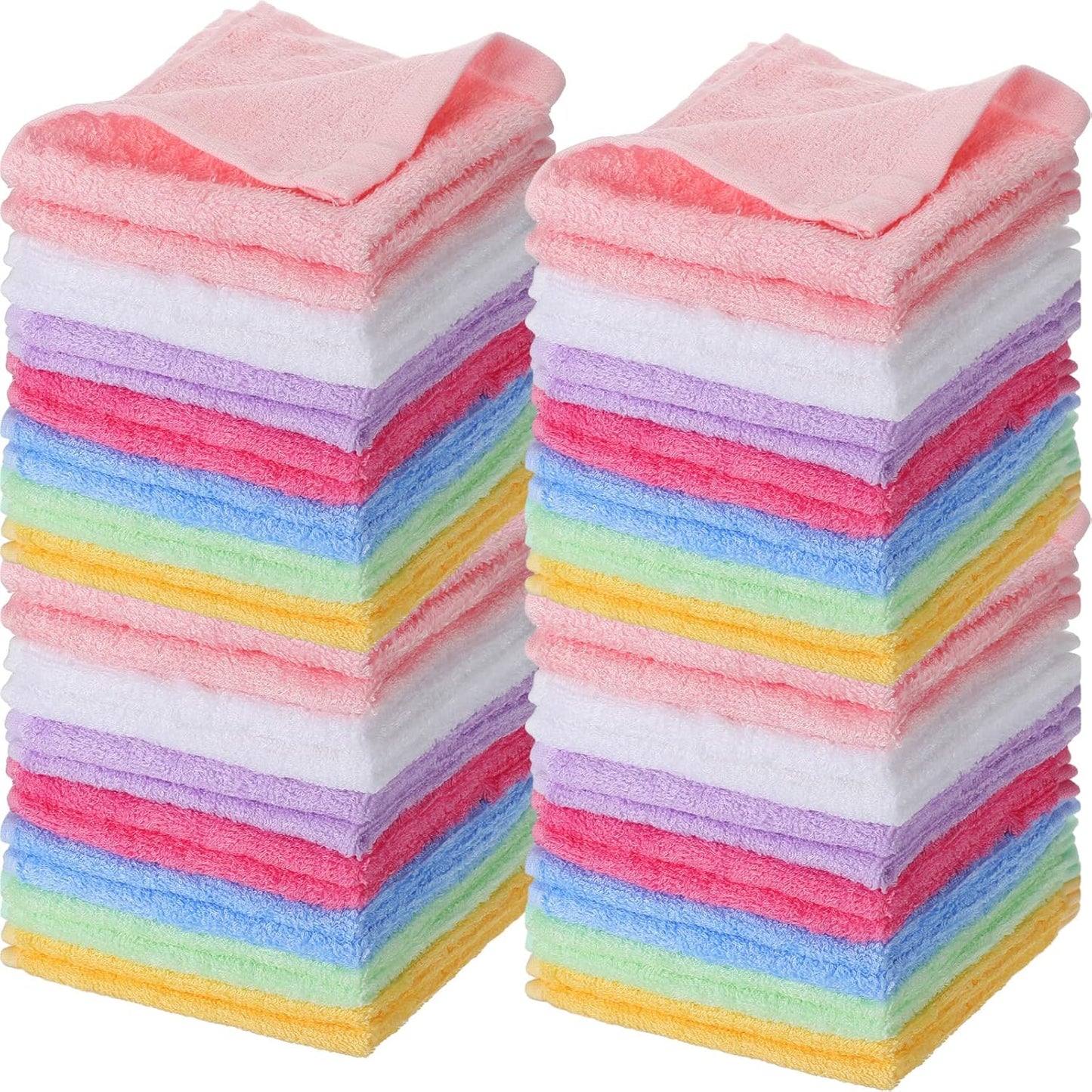 40 Pcs Cotton Wash Cloths - Soft Quick-Drying Bath Towels for Women | White, 10 x 10 Inch