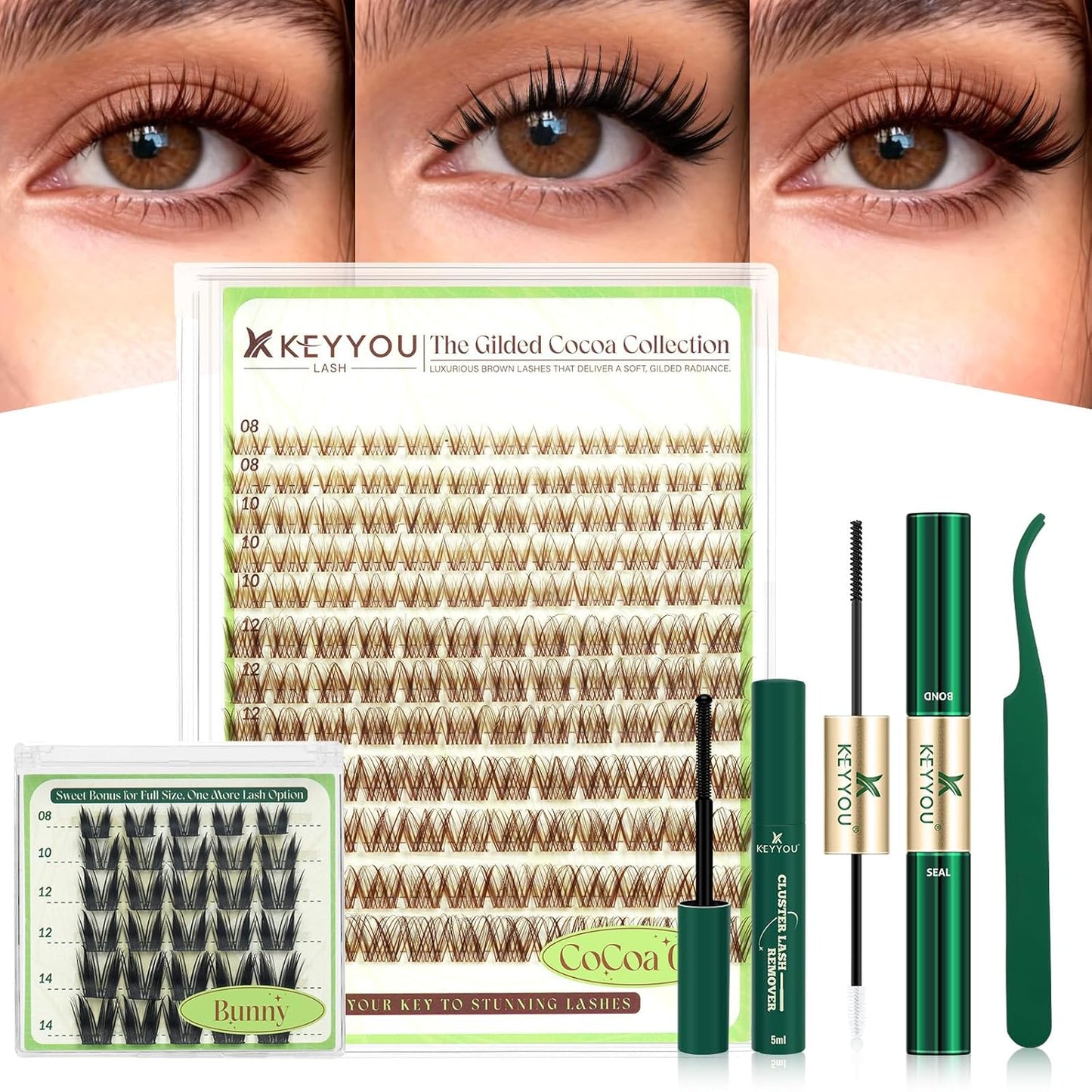 Spider Lash Clusters - Natural Wispy C Curl 8-16mm | Invisible Band DIY Eyelash for Anime Look