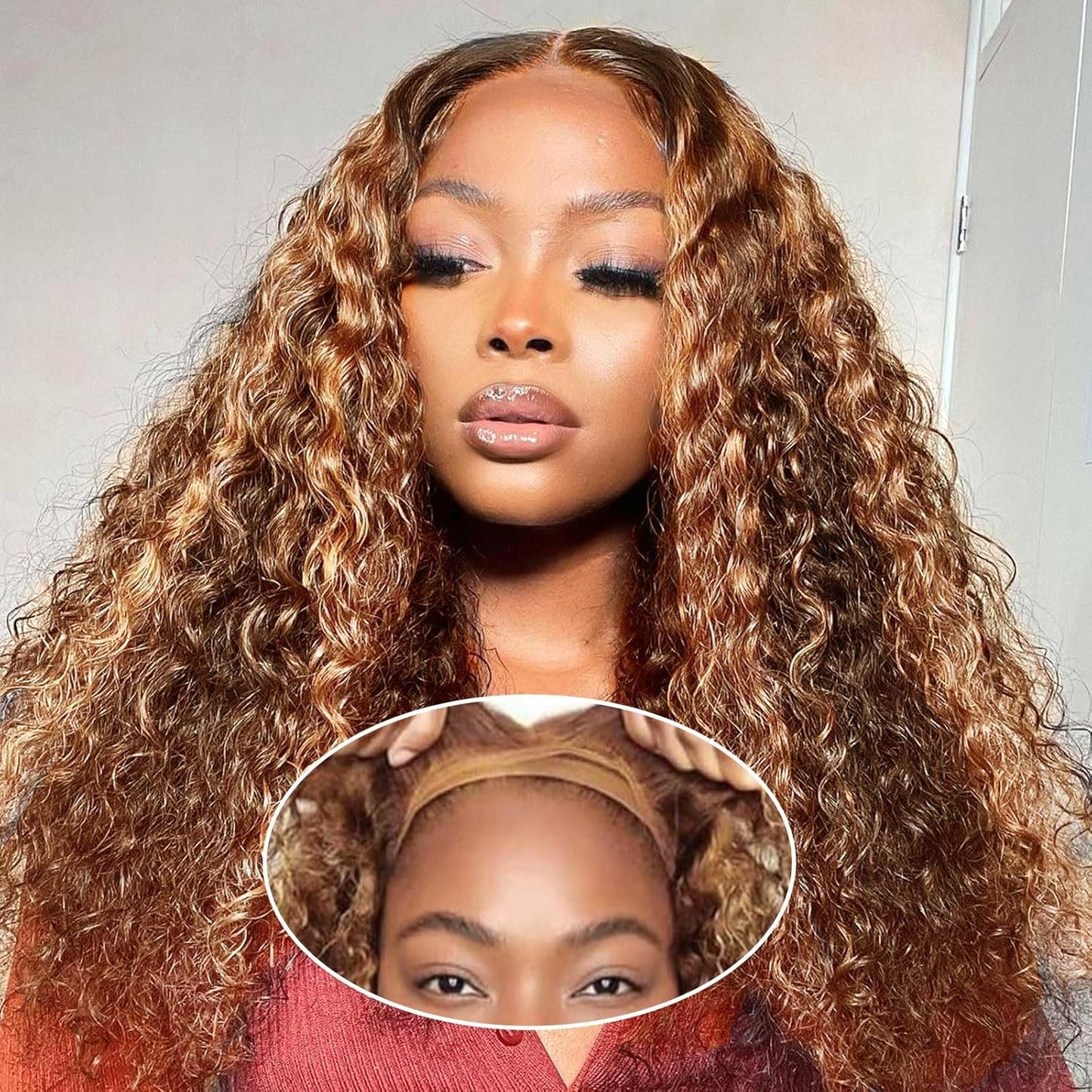 Curly Bob Wig - Human Hair Deep Wave 200% Density | 5x5 HD Lace Closure, Ginger Color, 14 Inch
