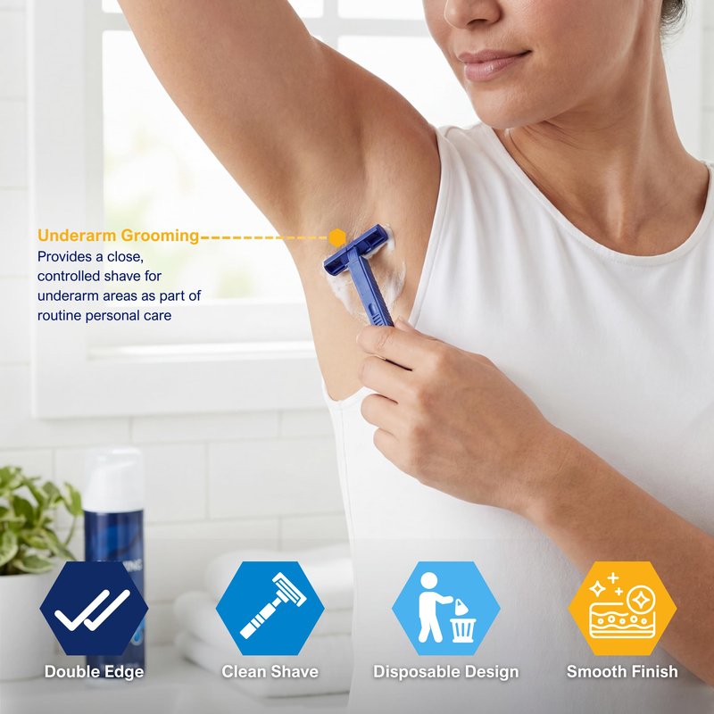 MED PRIDE Disposable Razors,10-Pack| Twin Blades & Easy Grip For Max Control & Smoothness| Unisex, Smooth & Comfortable Shaving Care for Men & Women