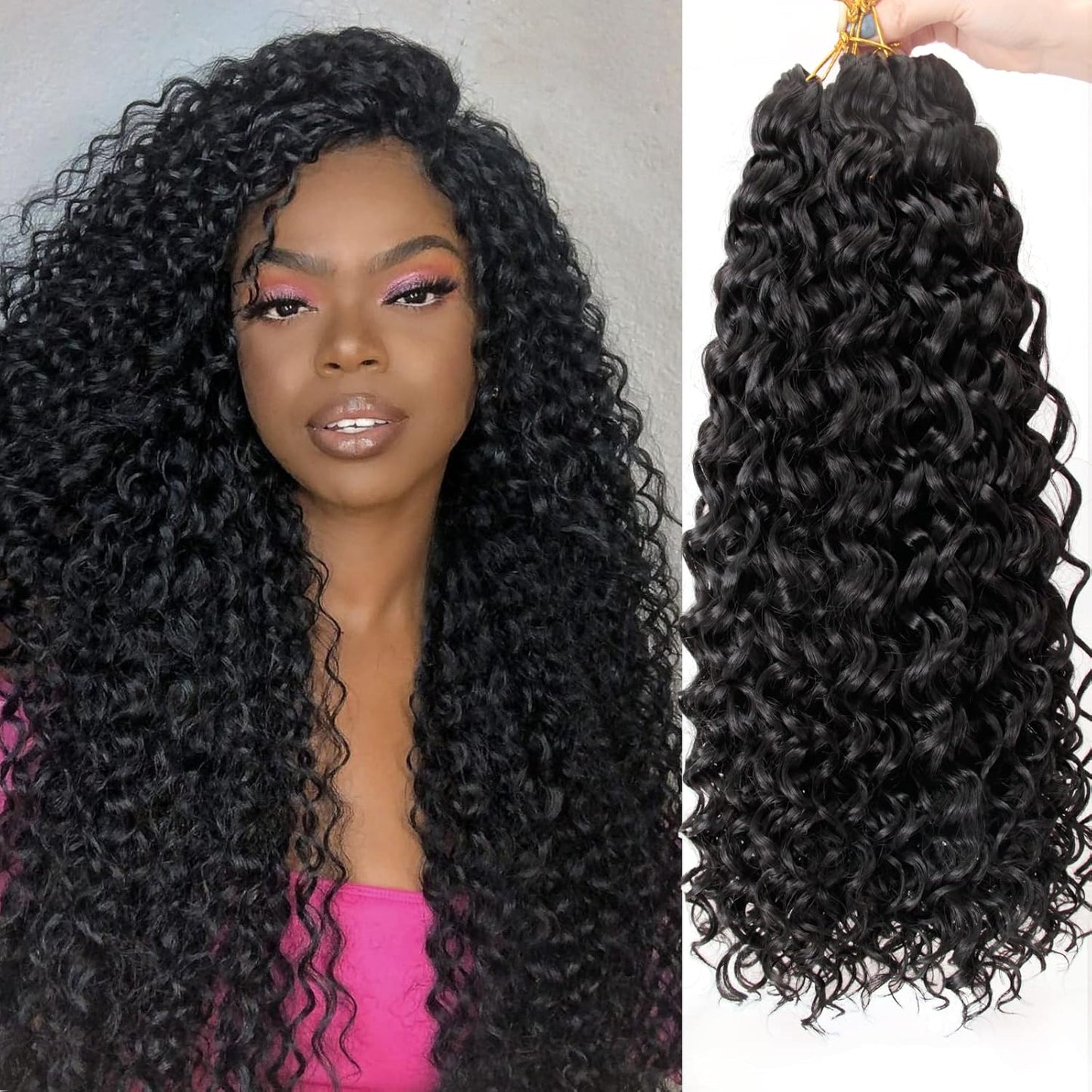 Water Wave Crochet Hair Extensions - Blonde Synthetic Bohemian Braids | 14 Inch Deep Wave (27#)