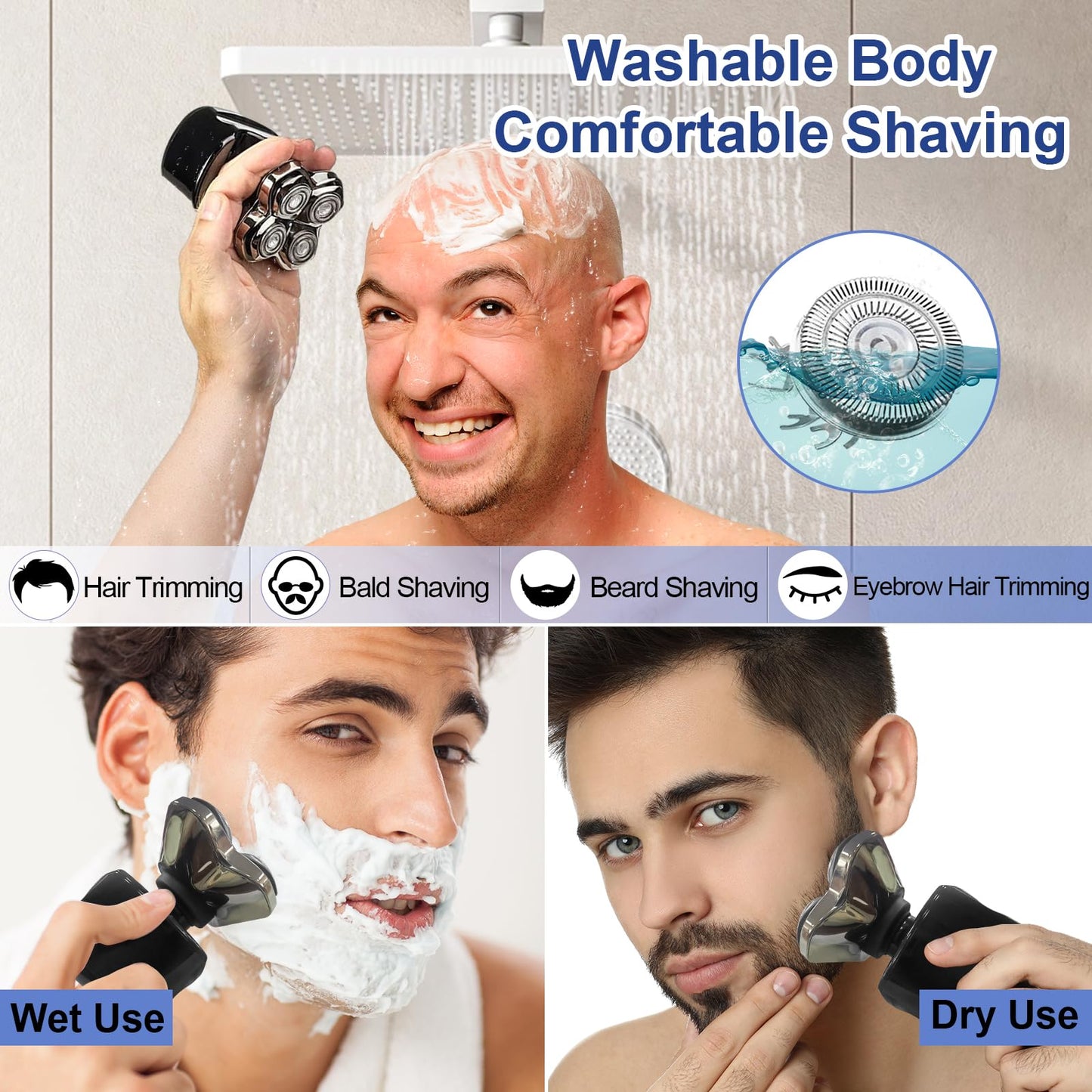 8 Pack Shaver Replacement Blades compatible with Skull Shaver for Pitbull Gold PRO/Pitbull Platinum Pro Shaver Heads
