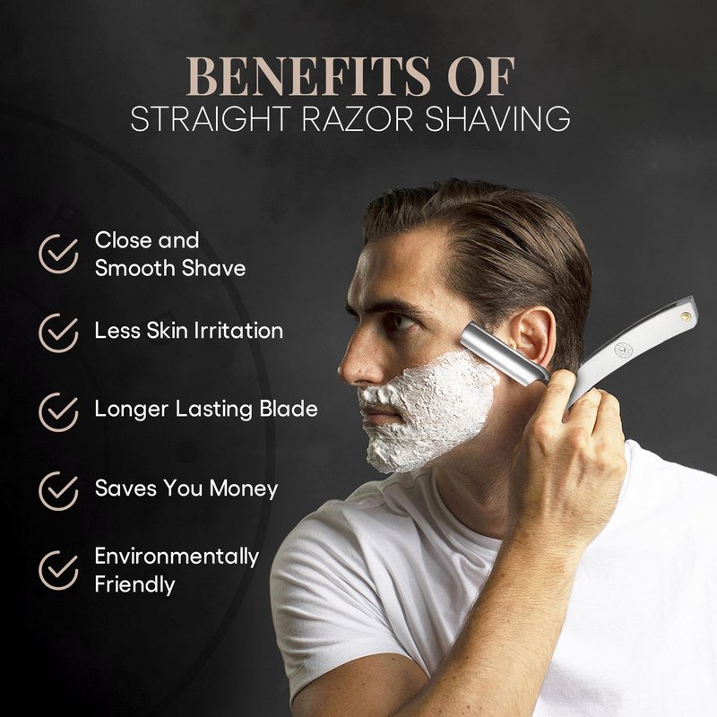 Naked Armor Merlin Straight Razor - Shave Ready 7/8" Round Nose Japanese Stainless Steel Straight Razors for Men with Powdered Steel Scale, Case Included, Close Shave