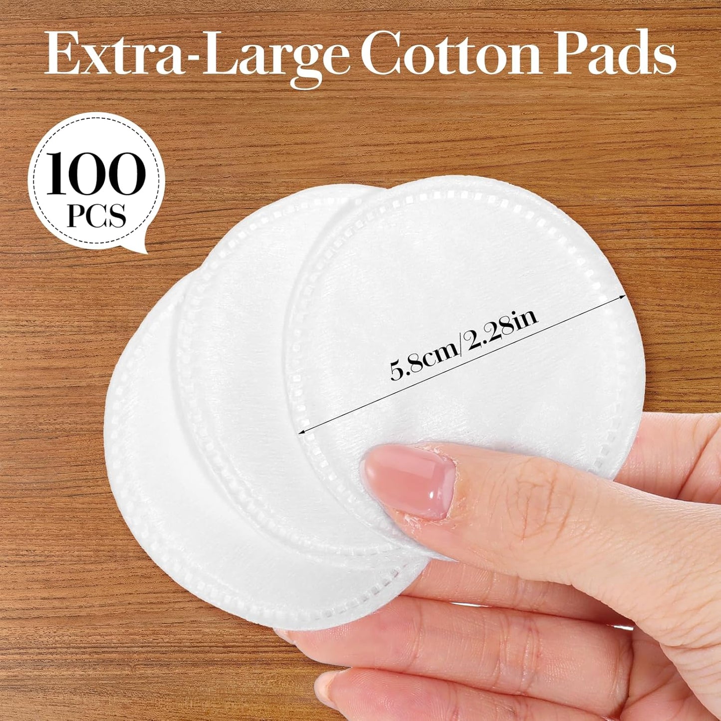 Large Cotton Rounds - 100 Pcs Lint-Free Soft Pads for Makeup Removal | 2.2" Round, Ideal for Cleansing and Toner Application