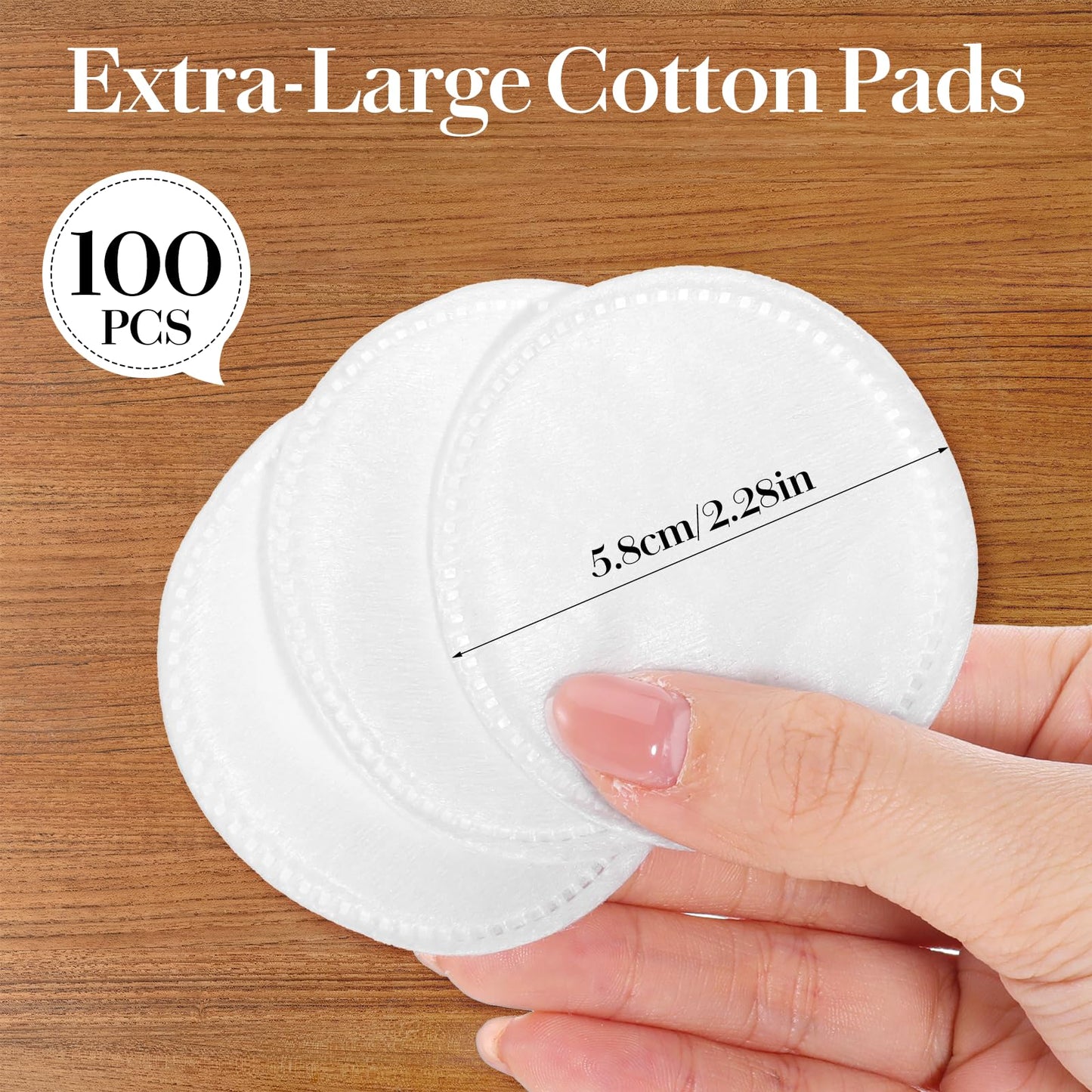 100 Pcs Large Cotton Rounds for face, 2.2" Round Lint-Free Soft Cotton Pads for Makeup Removal, Nail Polish, Cleansing Face and Toner Application Use Wet or Dry