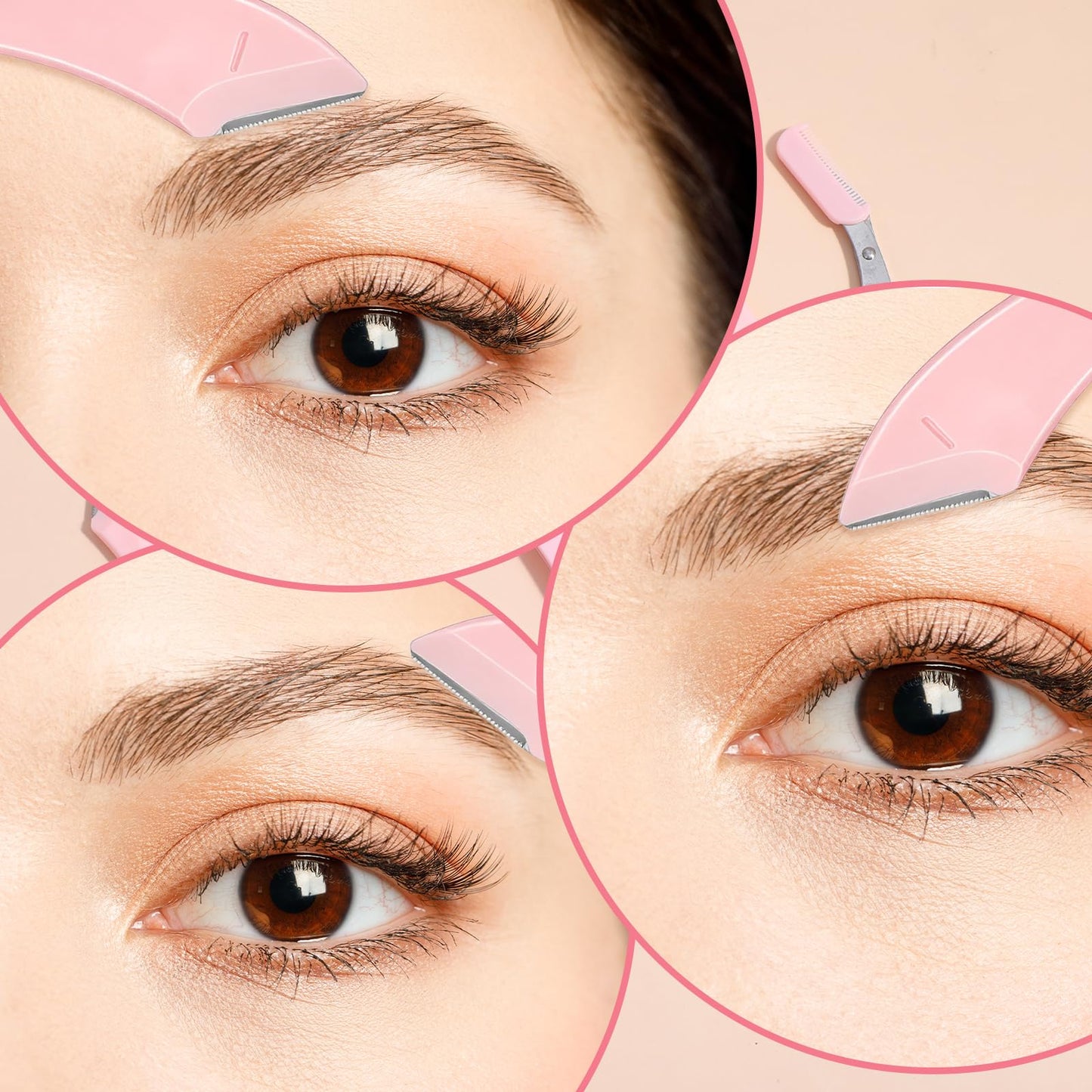 Elegaperma 6 Pcs Eyebrow Scissors with Comb, 3 Styles Pink Eye Brow Scissors for Women, Eyebrow Trimming Scissors, New Tijeras para Cejas for Women Girl