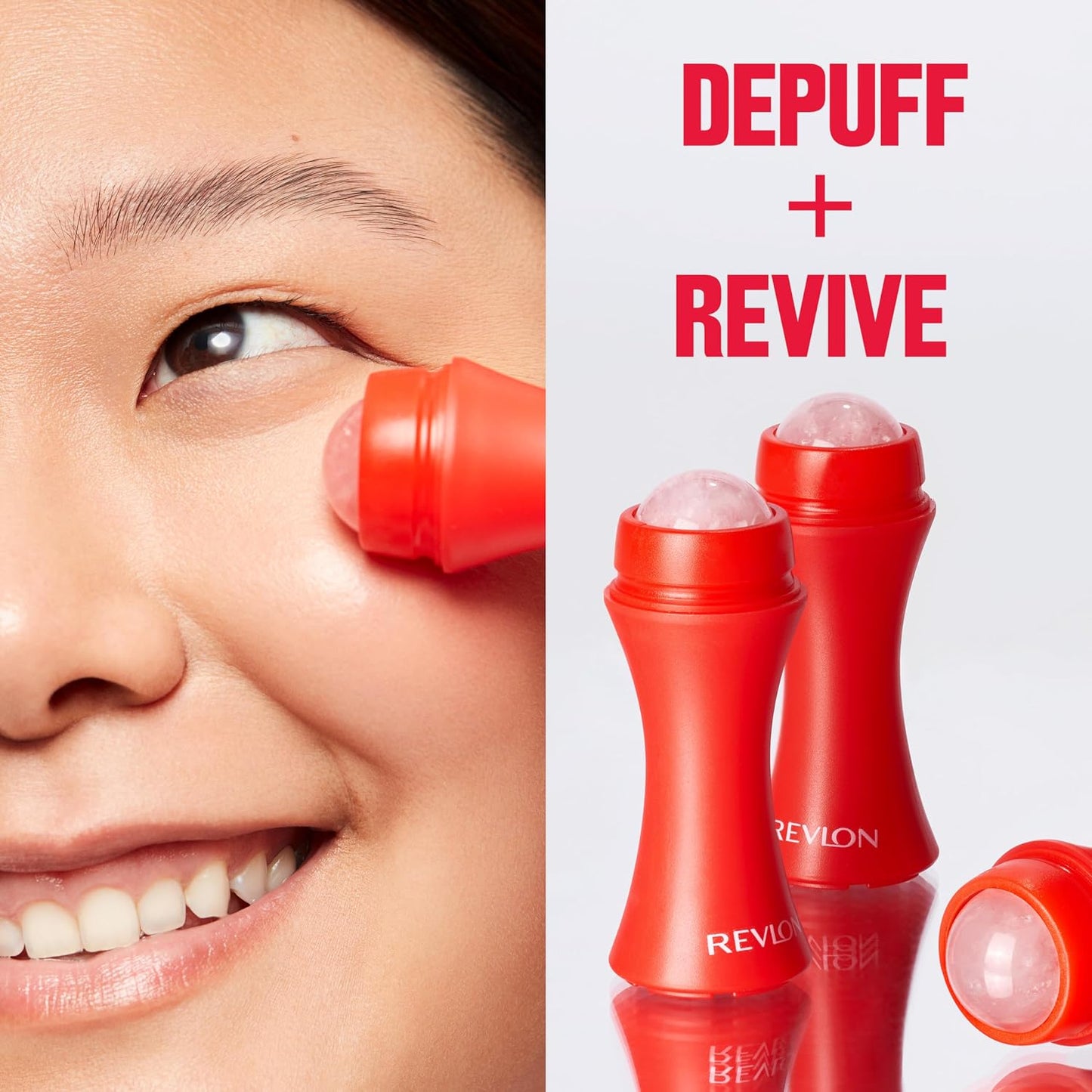 Revlon Skin Reviving Roller - Rose Quartz Facial Massager for Brightening & Revitalizing | Compact & Reusable