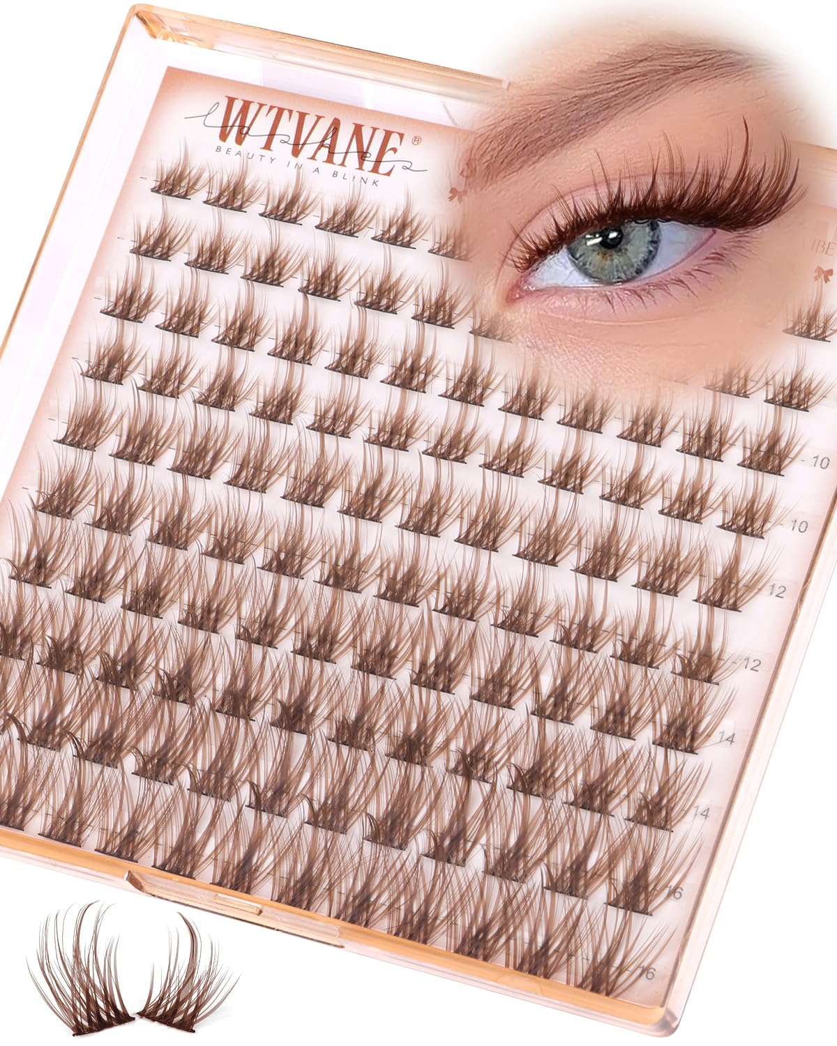 Short Cluster Eyelash Extensions - Wispy C-Curl Lashes with Soft Clear Band | 8-10mm Natural Look