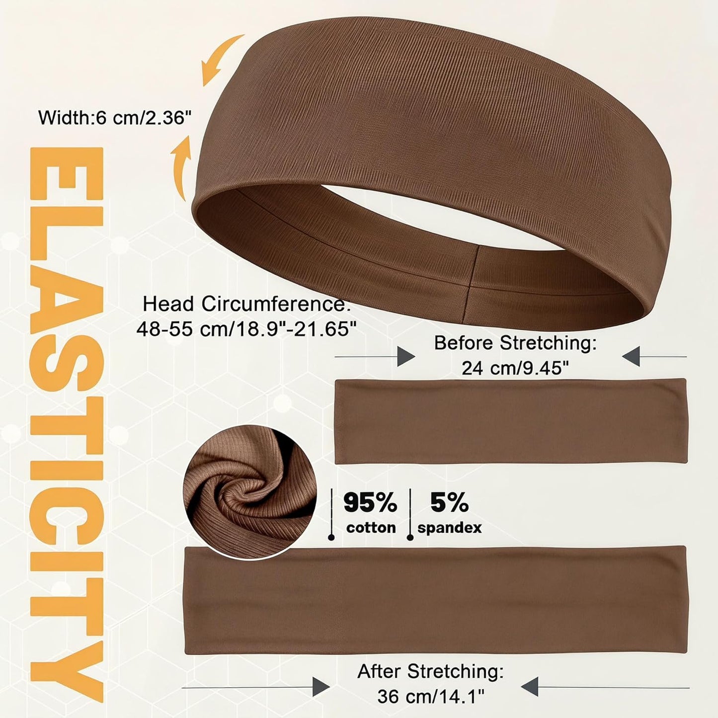 Non-Slip Headbands for Women - Soft Cotton Elastic Hairbands for Gym & Running | 3 Pack with Bag