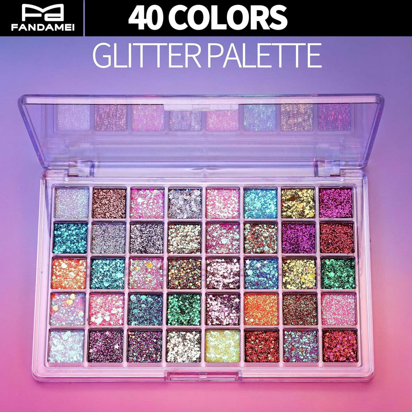FANDAMEI Face Glitter Gel - 40 Colors Multi-Purpose Glitter for Hair, Face & Body | No Glue Needed, Perfect for Halloween & Rave