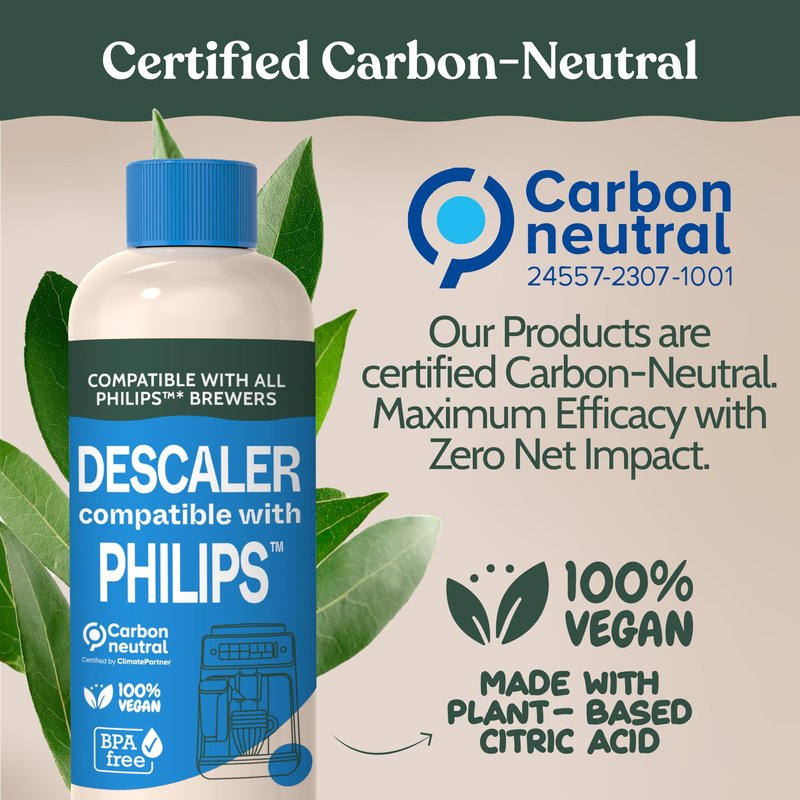 Roobi Philips Compatible Descaling Solution & Cleaner. Specially Formulated for Philips Espresso Machines. Carbon Neutral Descaler Kit. 2 Uses per Bottle, 2 Pack