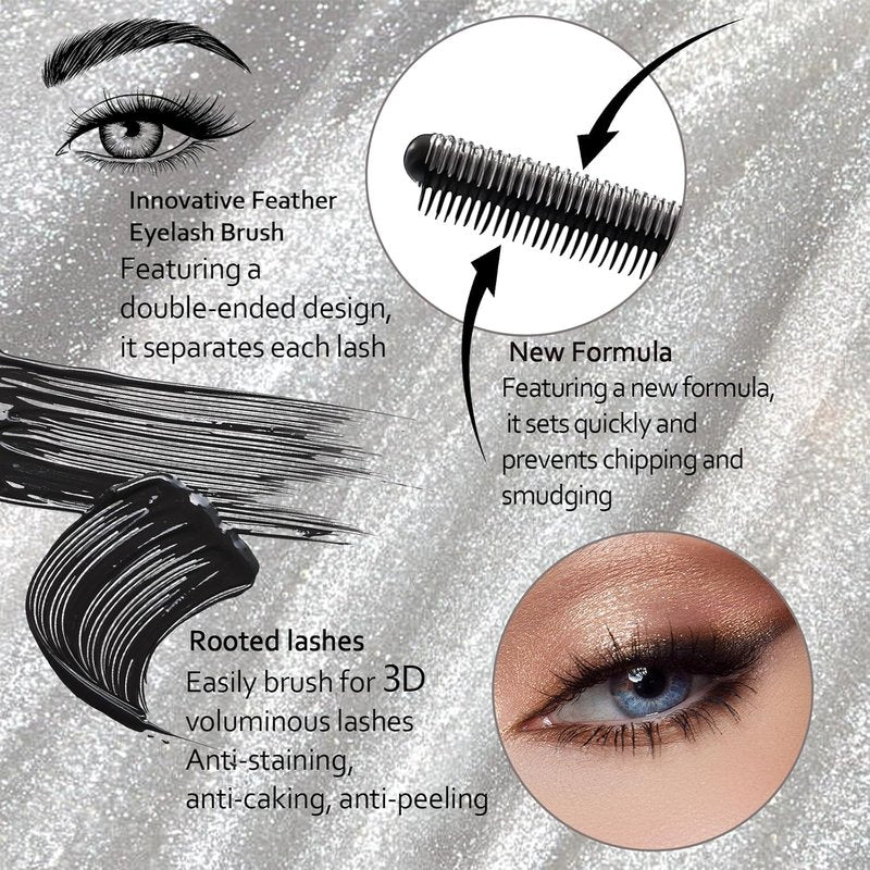 Iron Wand Mascara - 3D Curling Eyelash Mascara for Natural Length & Volume | Long-Lasting, Smudge-Proof (Black)