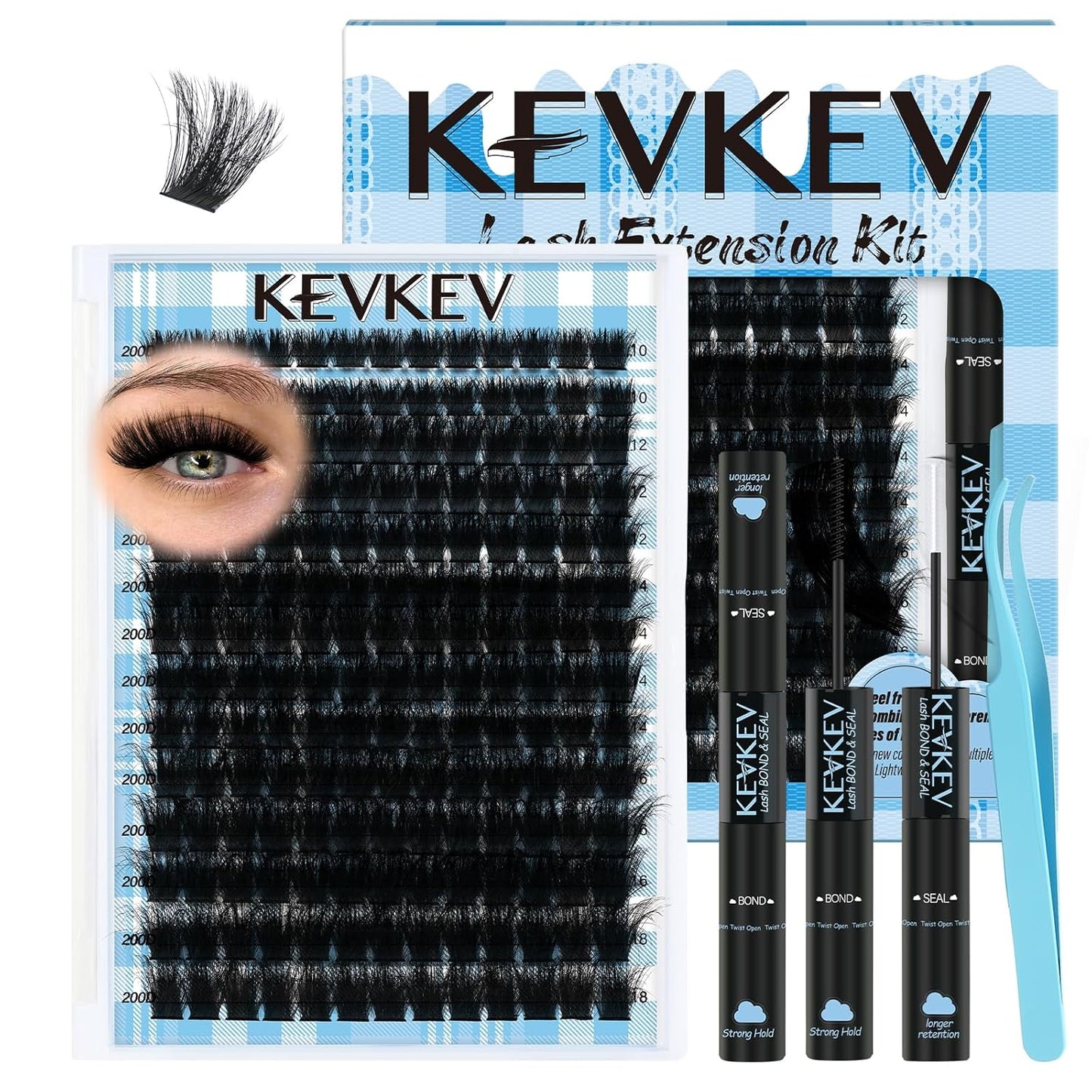 Lash Extension Kit - 280 Pcs Individual Lashes with Bond & Seal | 40D/50D, 9-16mm Clusters